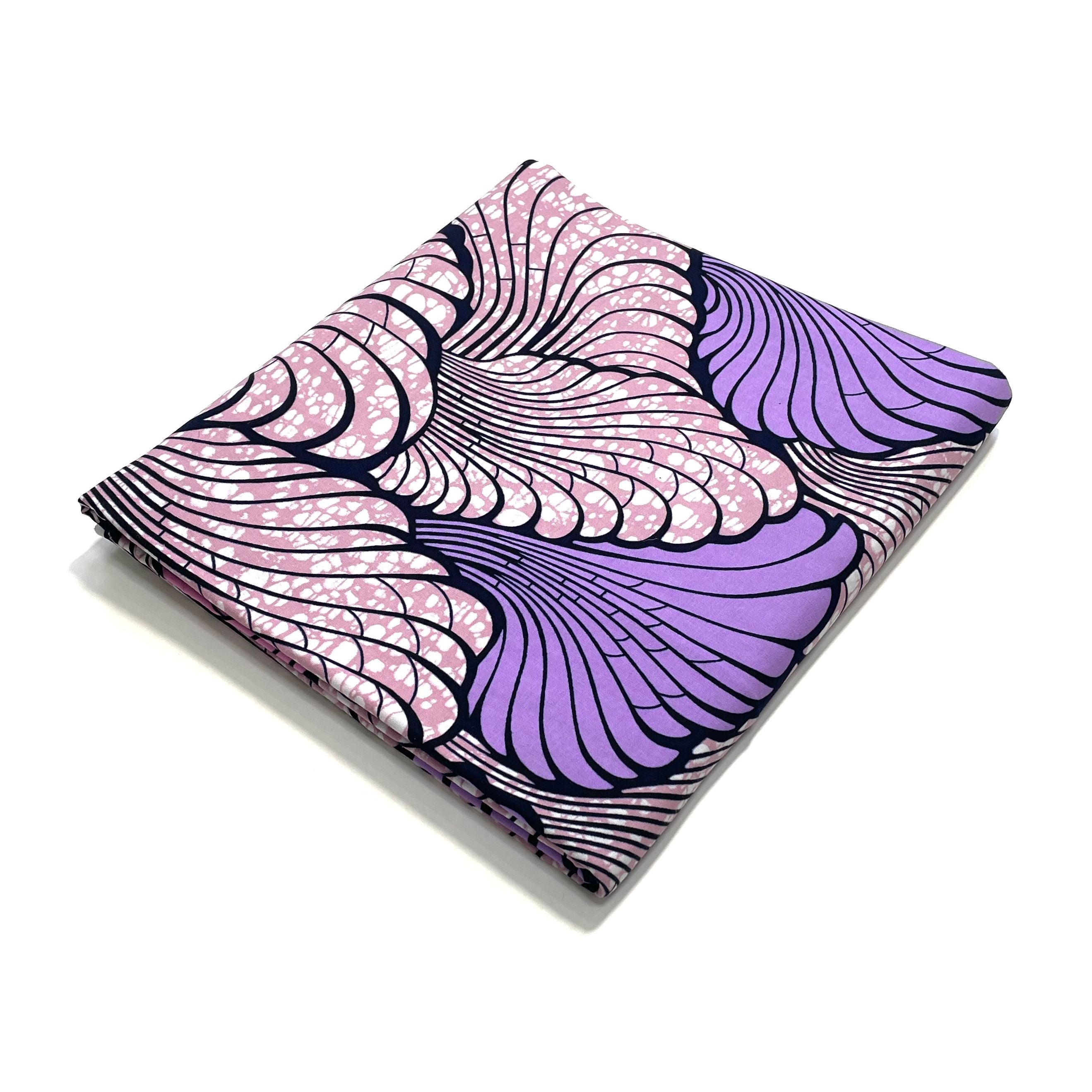 Wax Tissu Pagne Africain - Coupon 2 Yards 100% Coton - ROSE / MAUVE