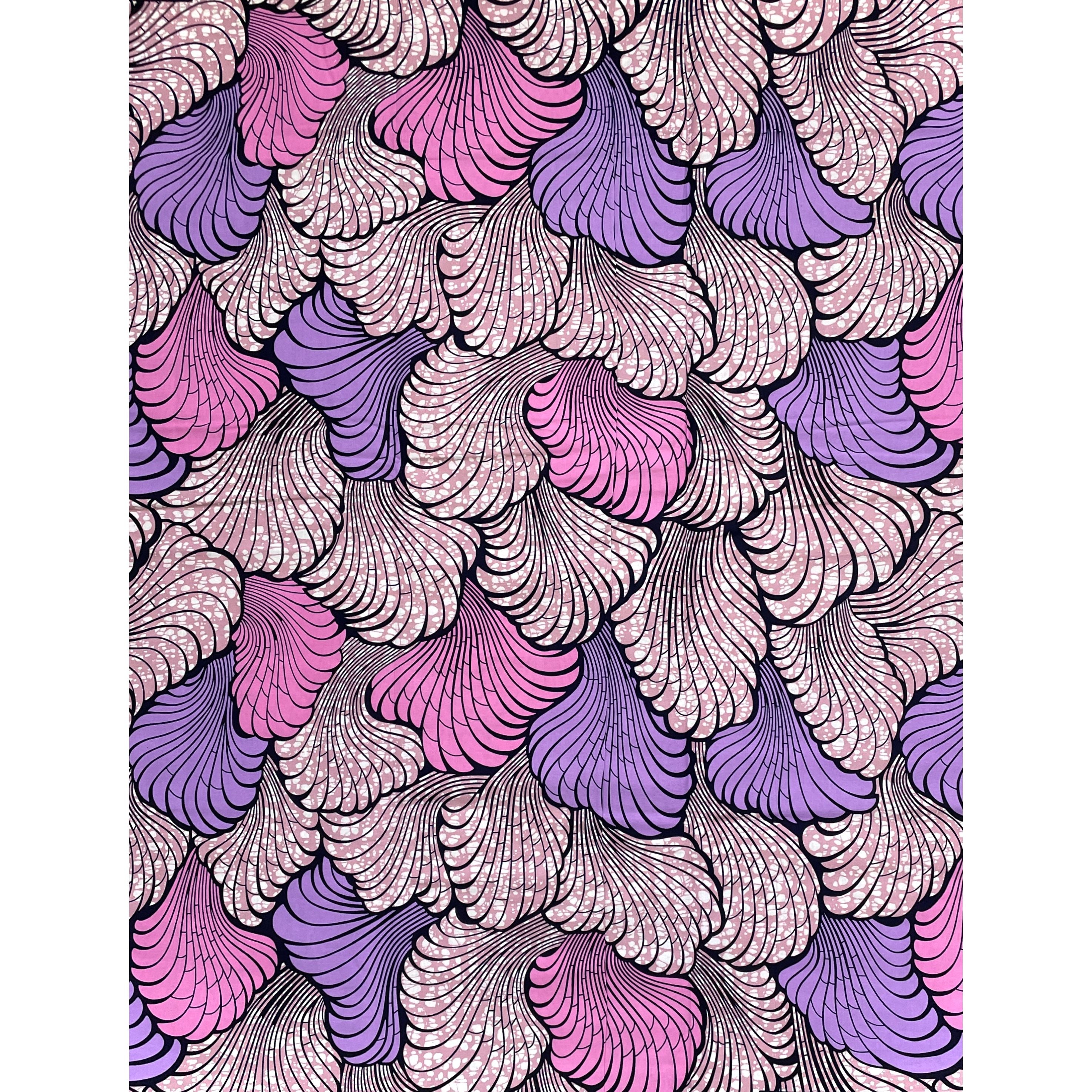 Wax Pagne Africain - Tissu 6 Yards 100% Coton - ROSE / MAUVE