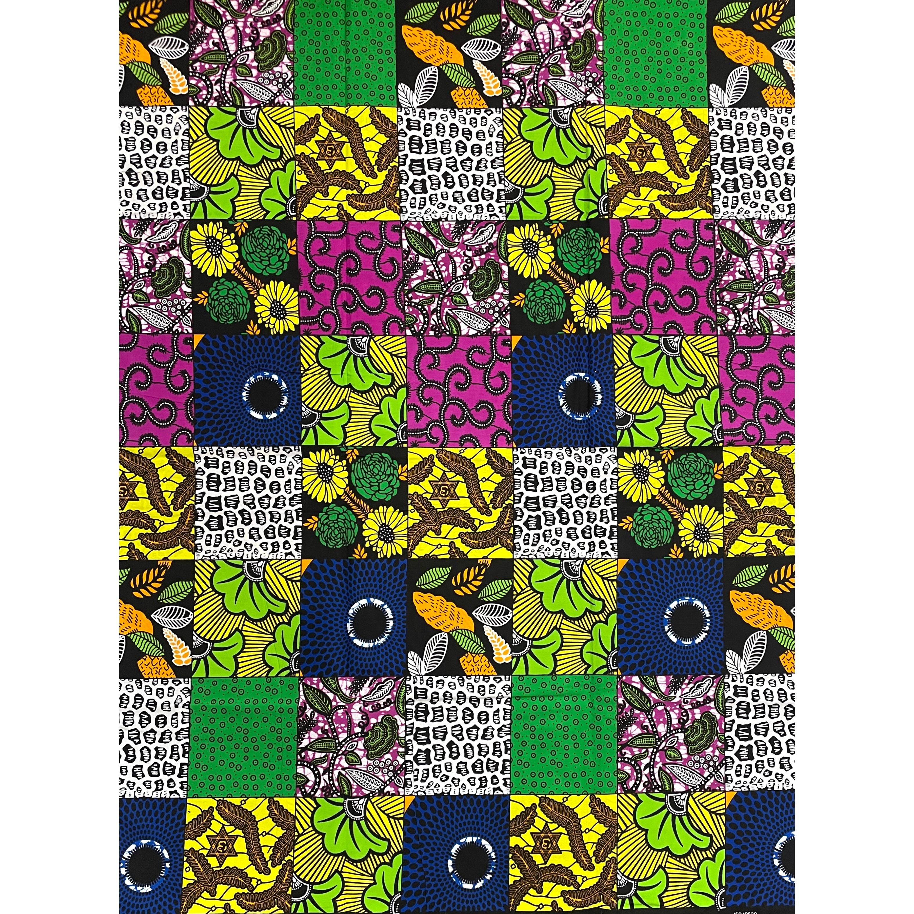 Wax Pagne Africain - Tissu 6 Yards 100% Coton - PATCHWORK