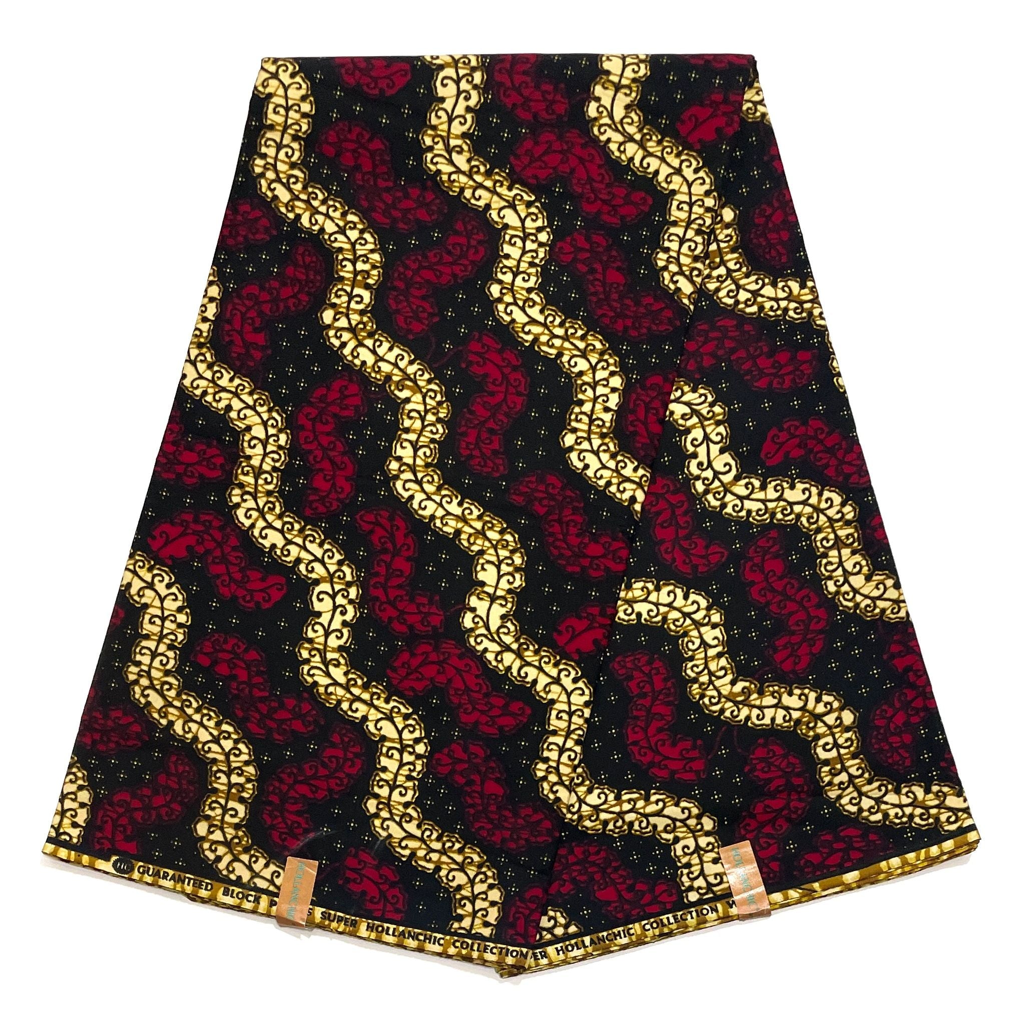 Wax Pagne Africain - Tissu 6 Yards 100% Coton - BORDEAUX / BEIGE