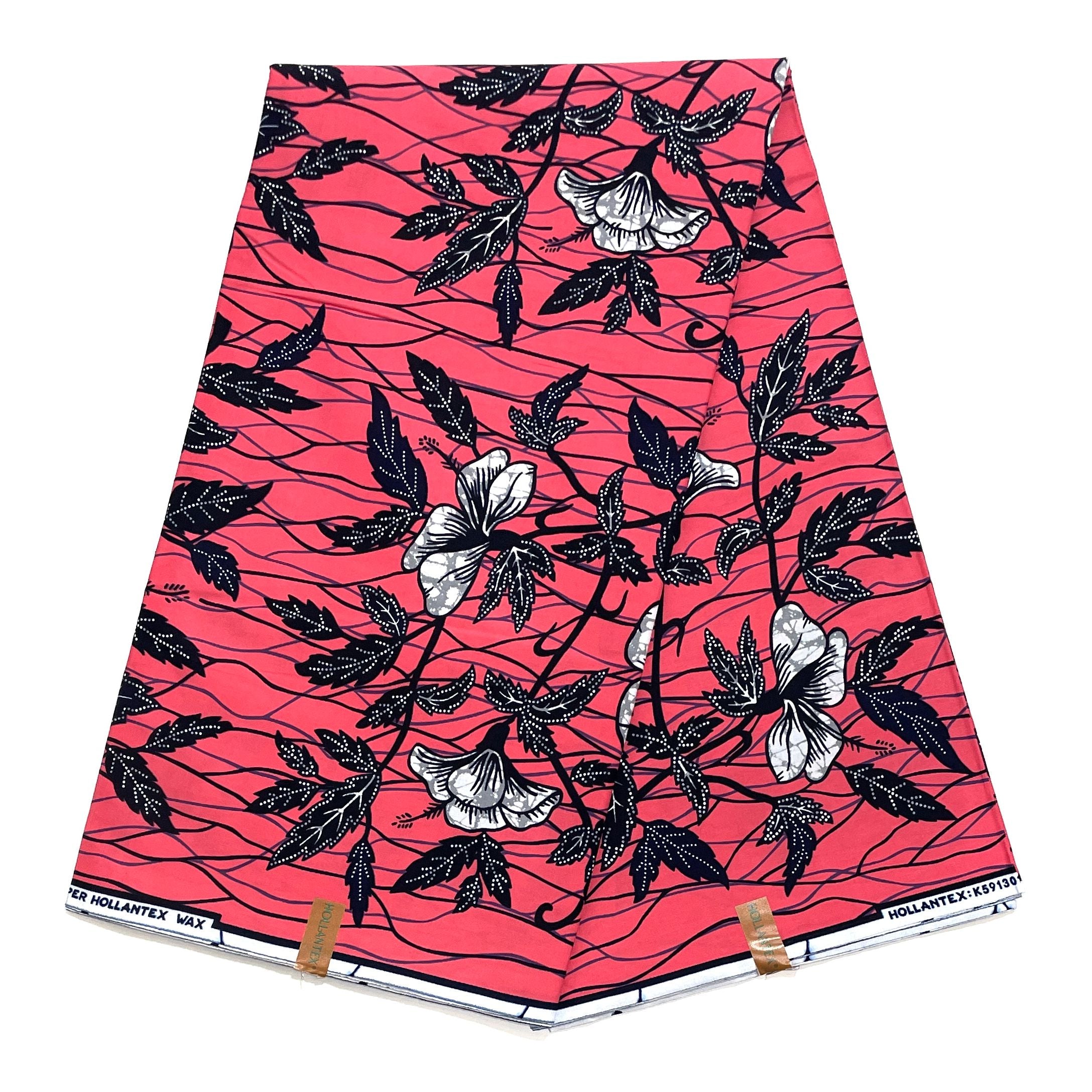 Wax Pagne Africain - Tissu 6 Yards 100% Coton - ROSE / BLEU