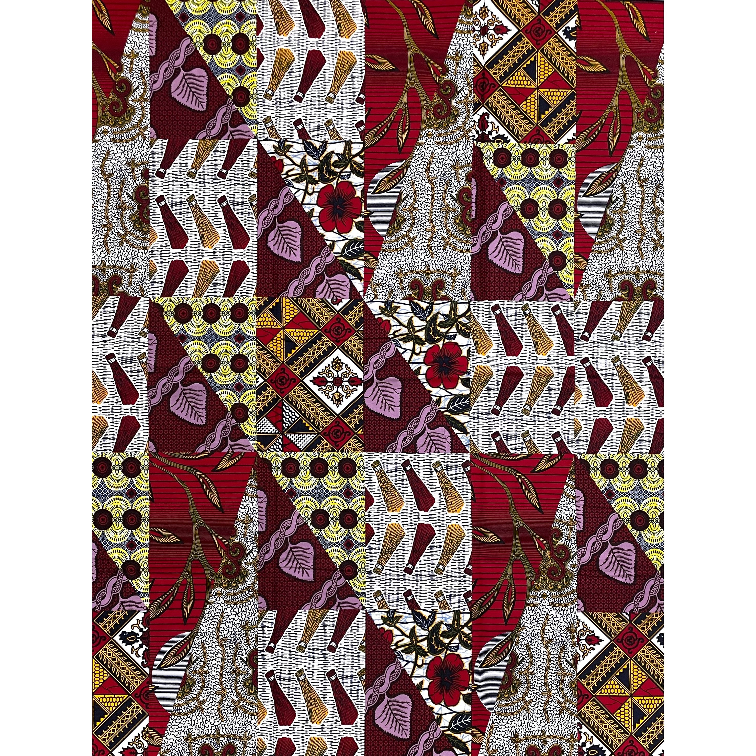 Wax Pagne Africain - Tissu 6 Yards 100% Coton - PATCHWORK