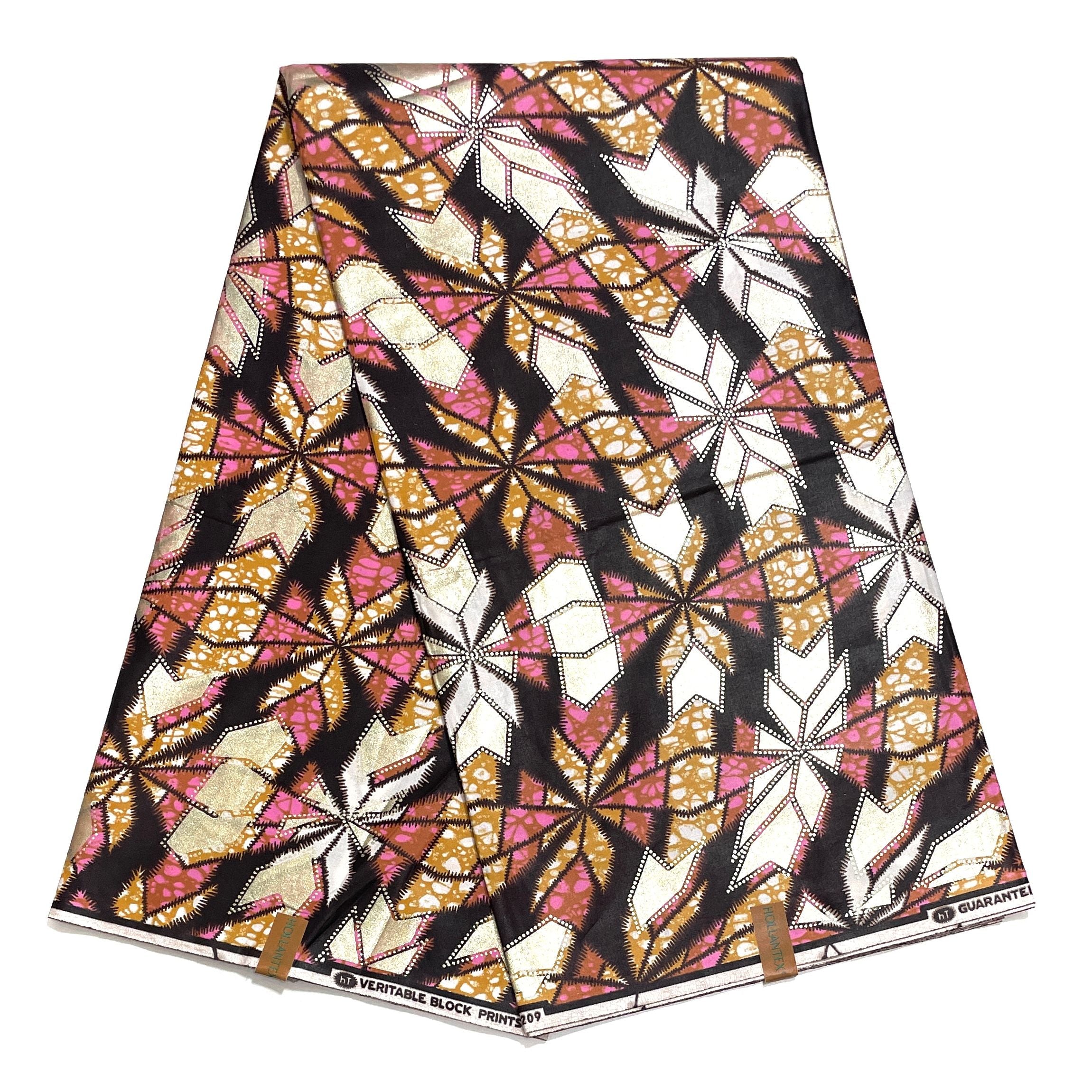 Wax Pagne Africain - Tissu 6 Yards 100% Coton - GOLDEN ROSE