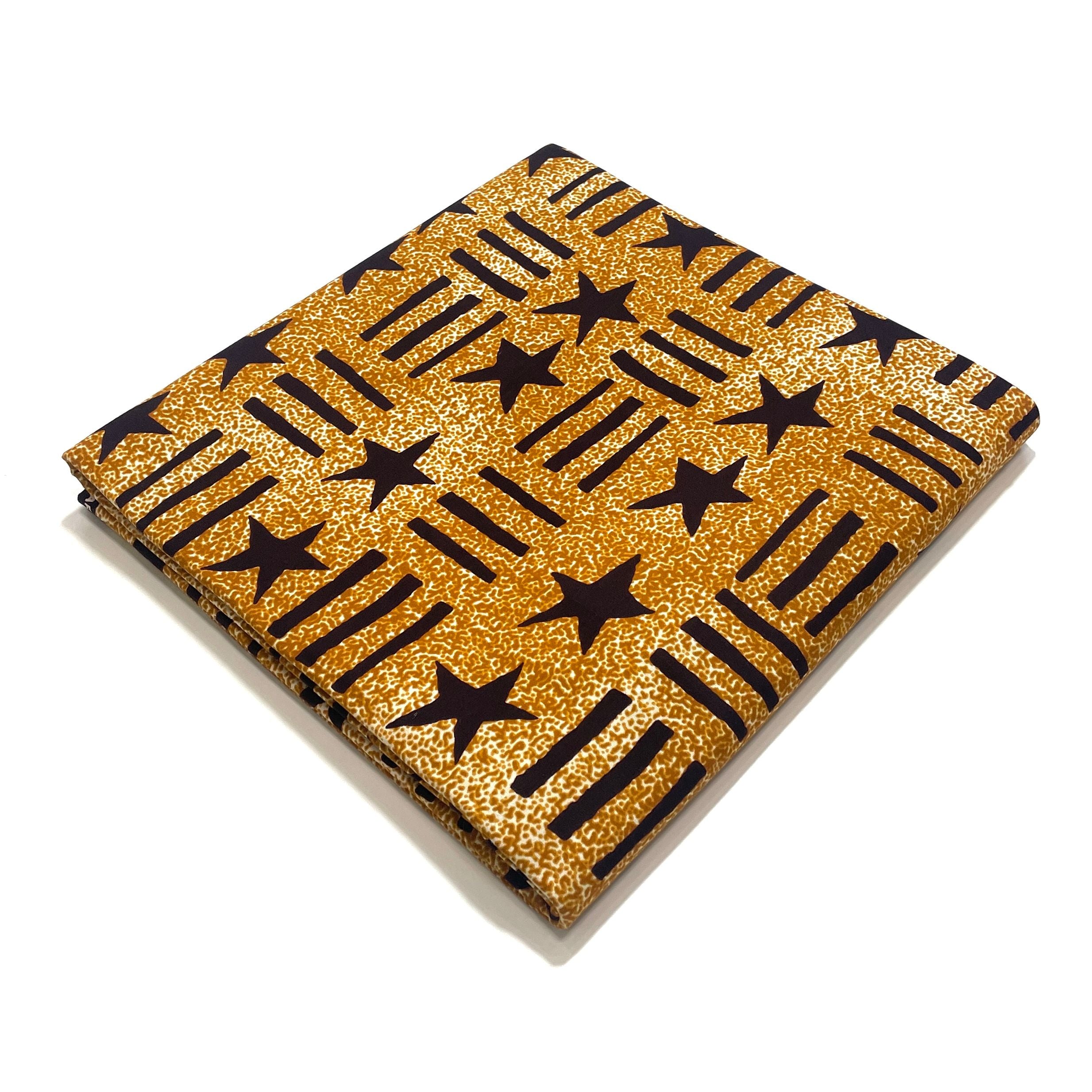 Wax Tissu Pagne Africain - Coupon 2 Yards 100% Coton - BOGOLAN MARRON