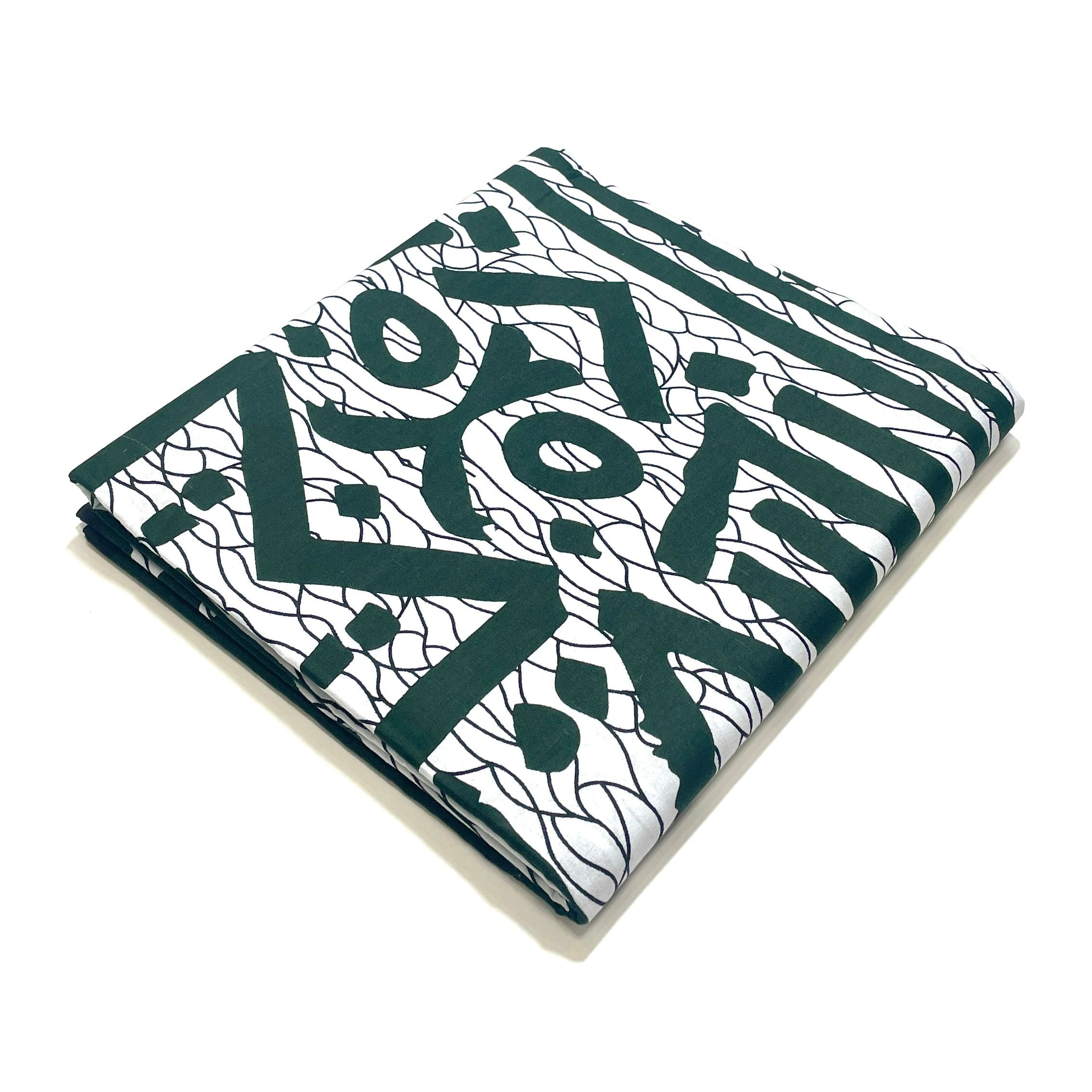 Wax Pagne Africain - Tissu 6 Yards 100% Coton - BOGOLAN BLANC / VERT