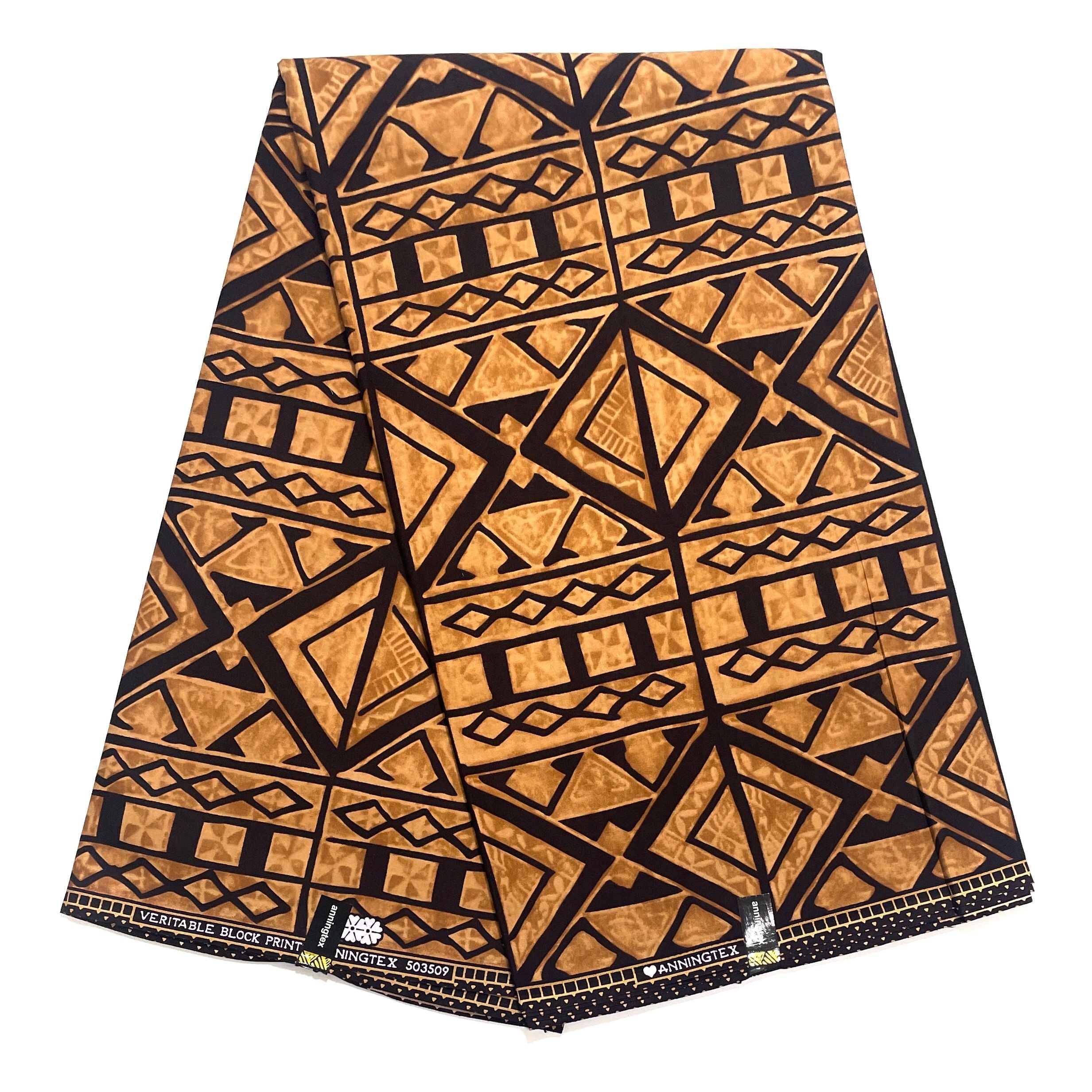Wax Pagne Africain - Tissu 6 Yards 100% Coton - BOGOLAN MARRON