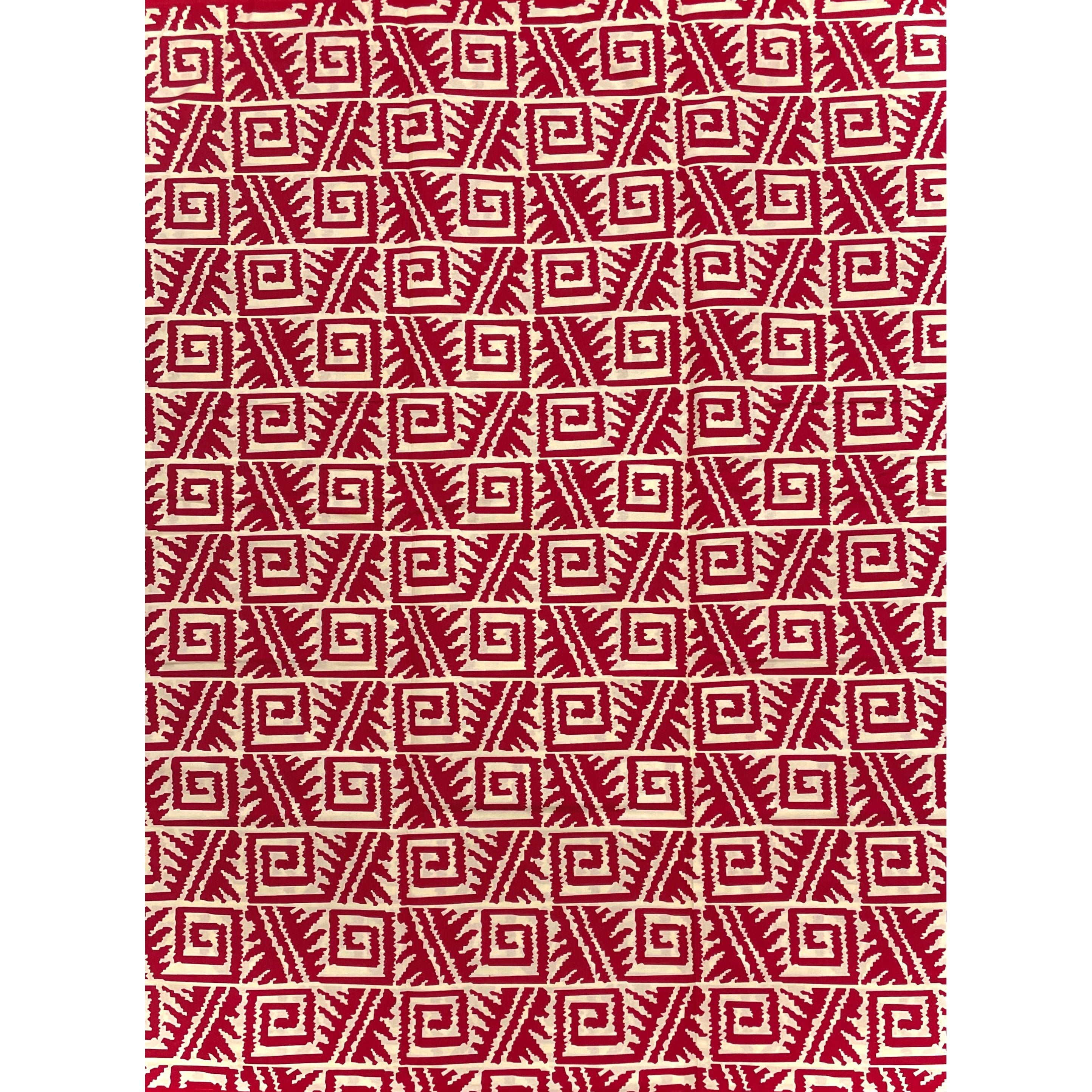 Wax Pagne Africain - Tissu 6 Yards 100% Coton - BOGOLAN ROUGE / BEIGE