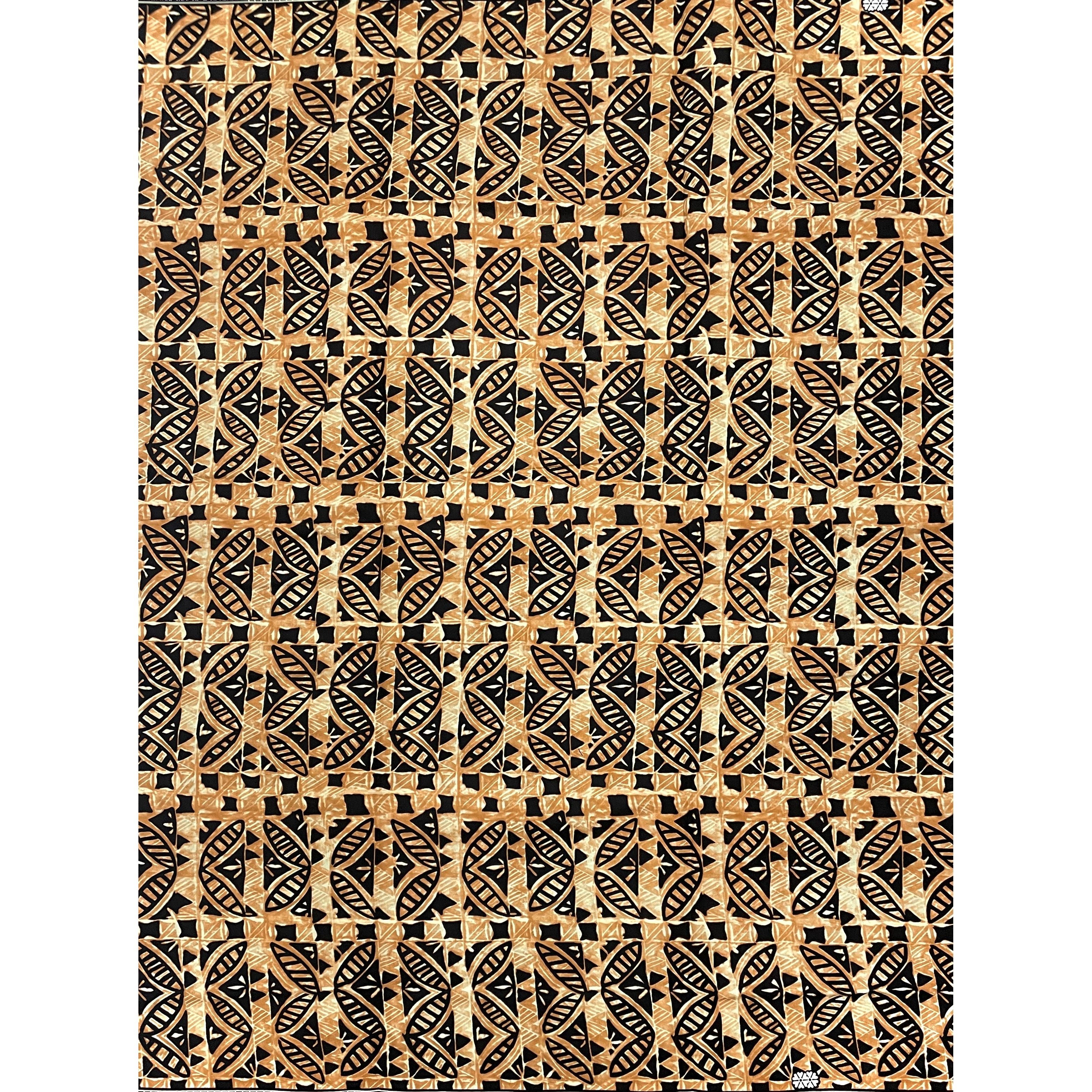 Wax Pagne Africain - Tissu 6 Yards 100% Coton - BOGOLAN MARRON / NOIR