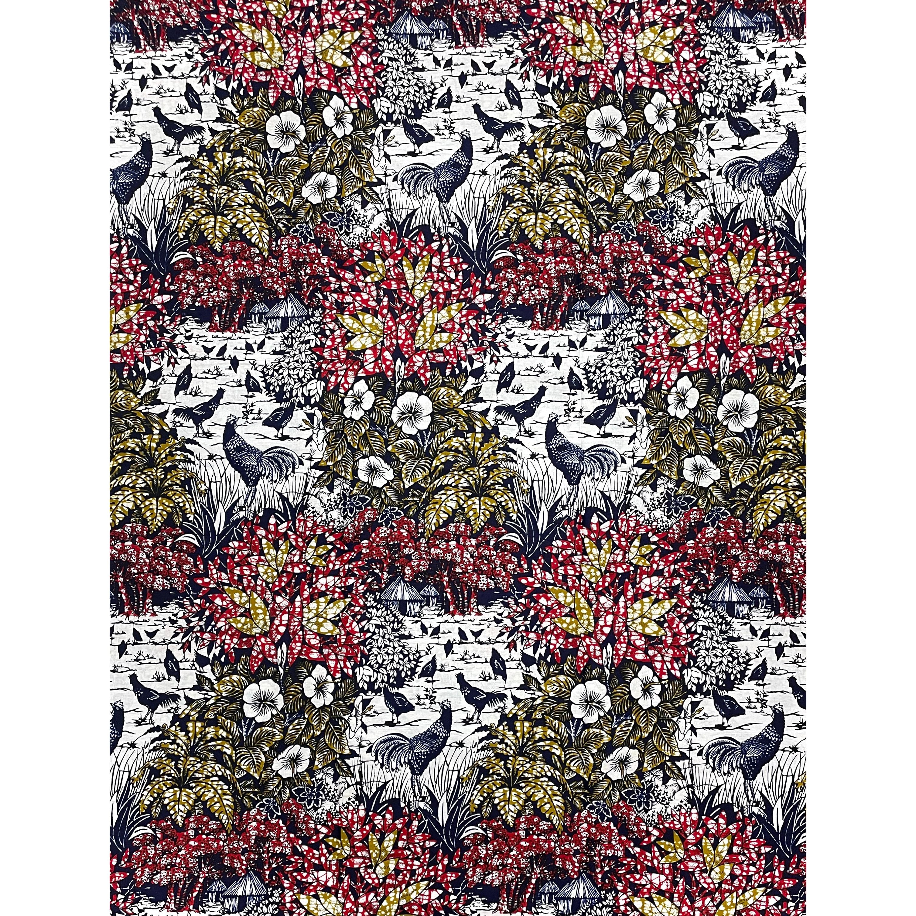 Wax Tissu Pagne Africain - Coupon 2 Yards 100% Coton - Fond BLANC