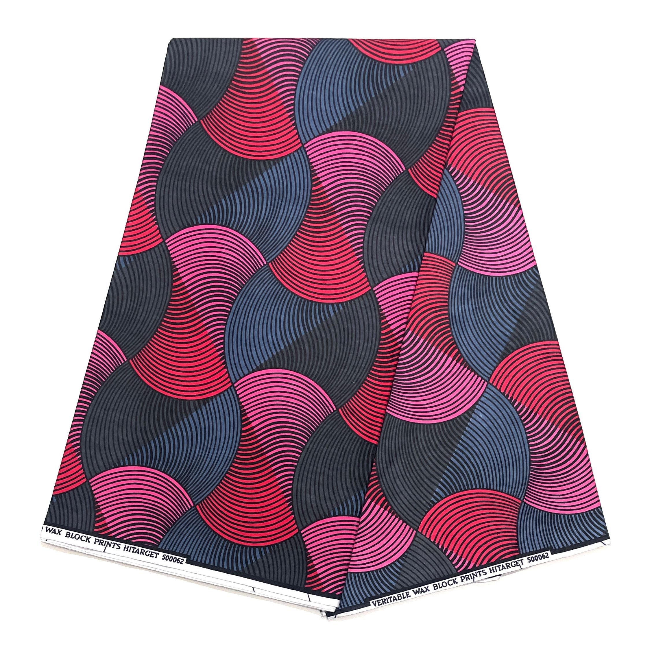 Wax Pagne Africain - Tissu 6 Yards 100% Coton - ROSE / GRIS