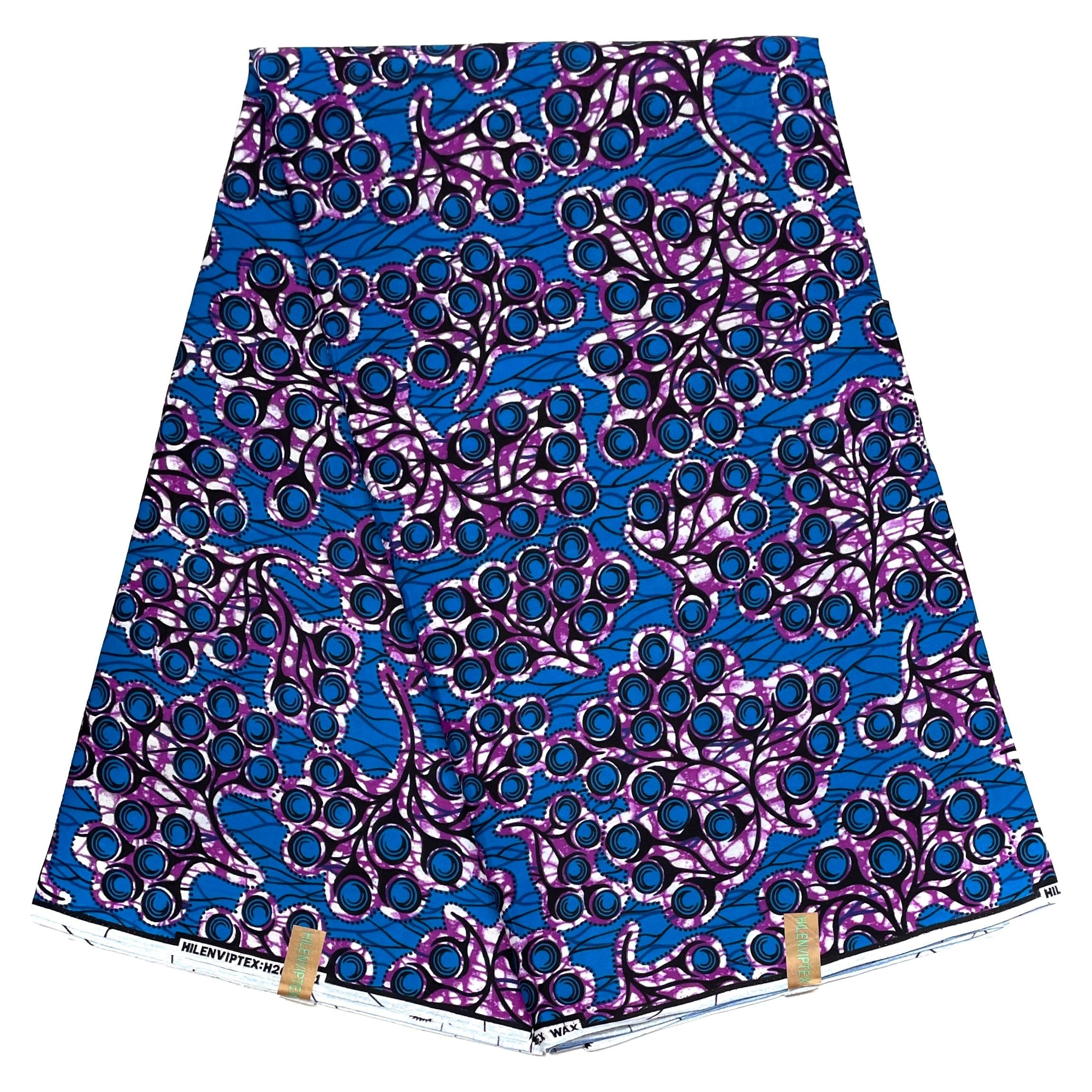 Wax Pagne Africain - Tissu 100% Coton - VIOLET / BLEU