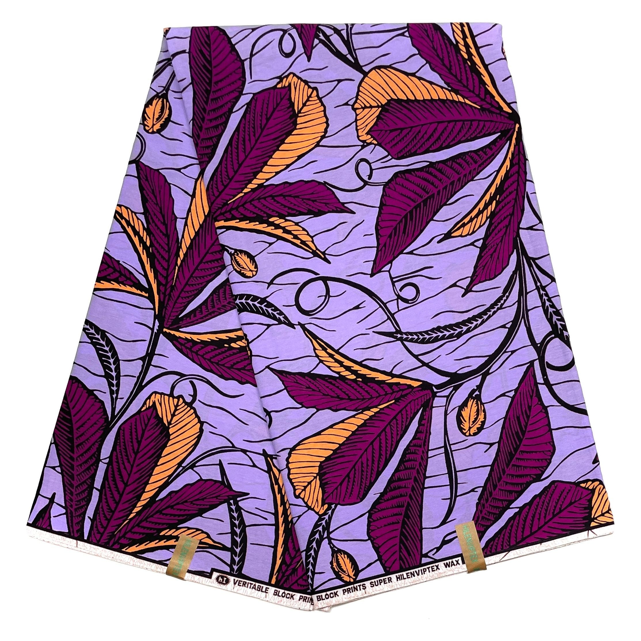 Wax Pagne Africain - Tissu 100% Coton - VIOLET / SAUMON CLAIR