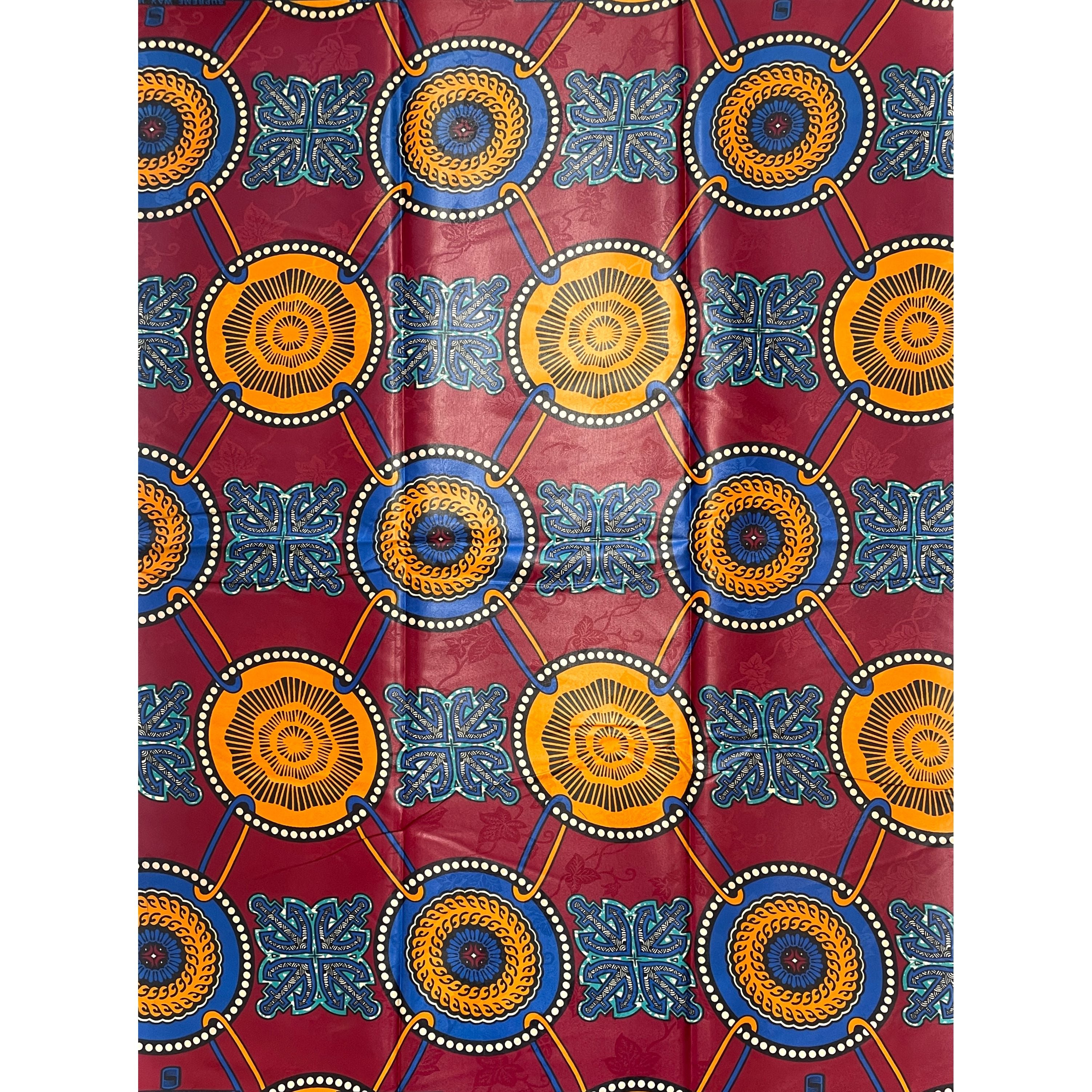 Supreme Bazin Wax Pagne Africain - Tissu 6 Yards Coton - ROUGE BORDEAUX