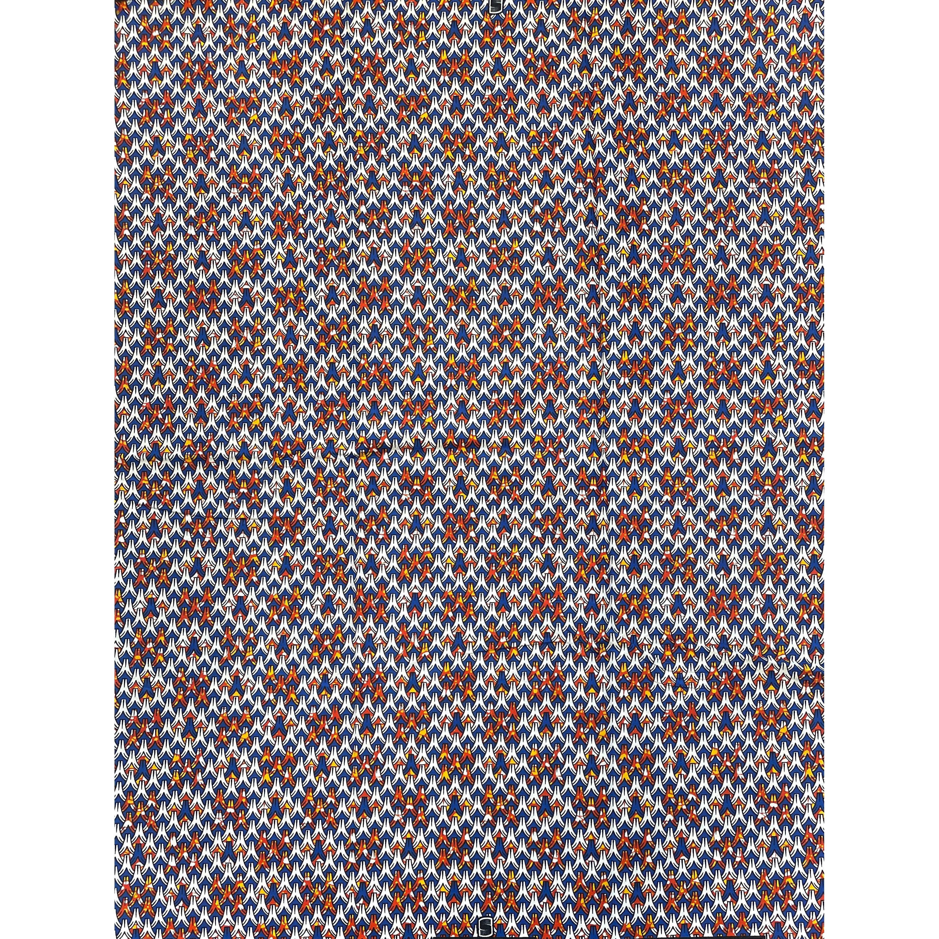Tissu Pagne Africain - 6 Yards 100% Coton - SUPREME WAX - BLEU / ROUGE