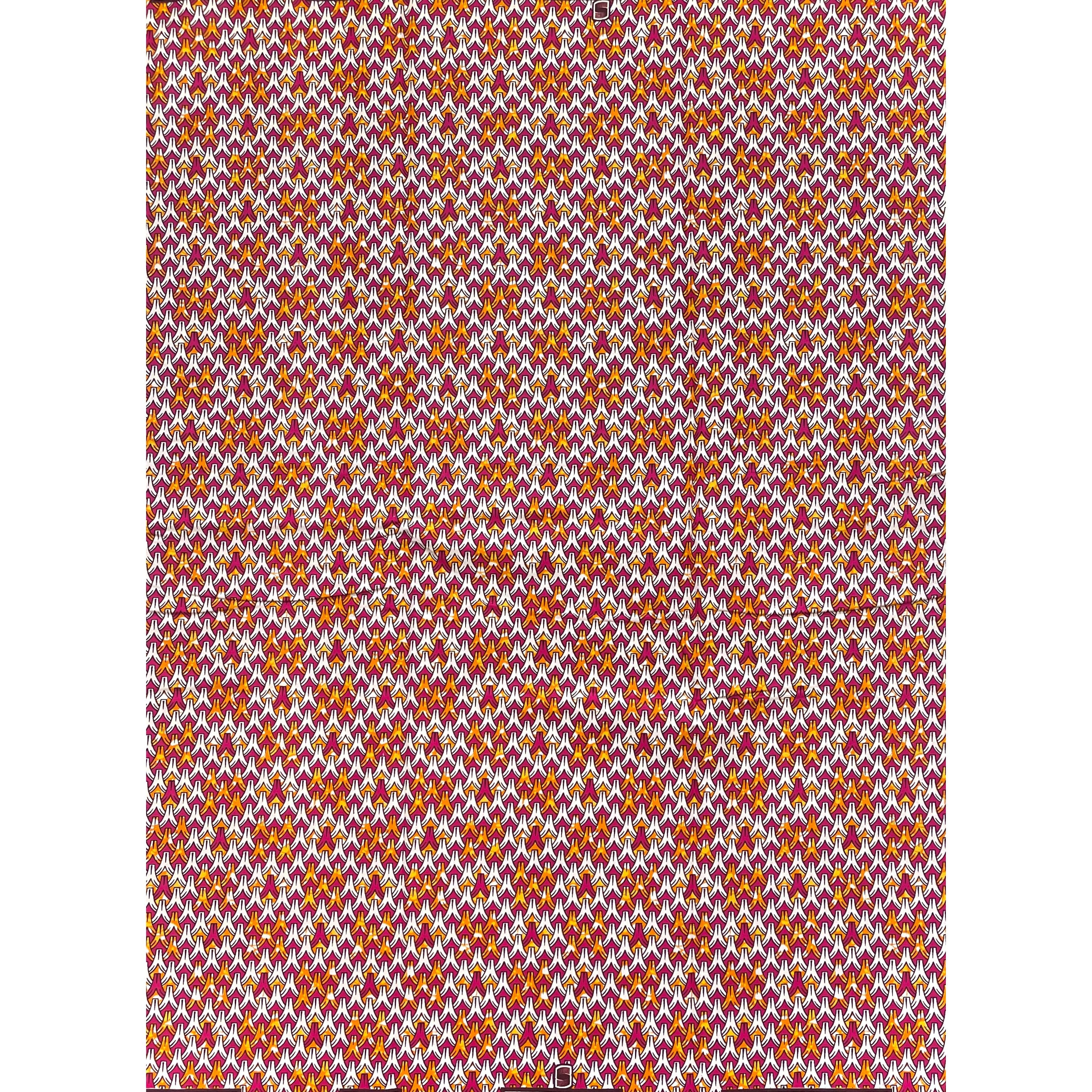Tissu Pagne Africain - 6 Yards 100% Coton - SUPREME WAX - ROSE / ORANGE
