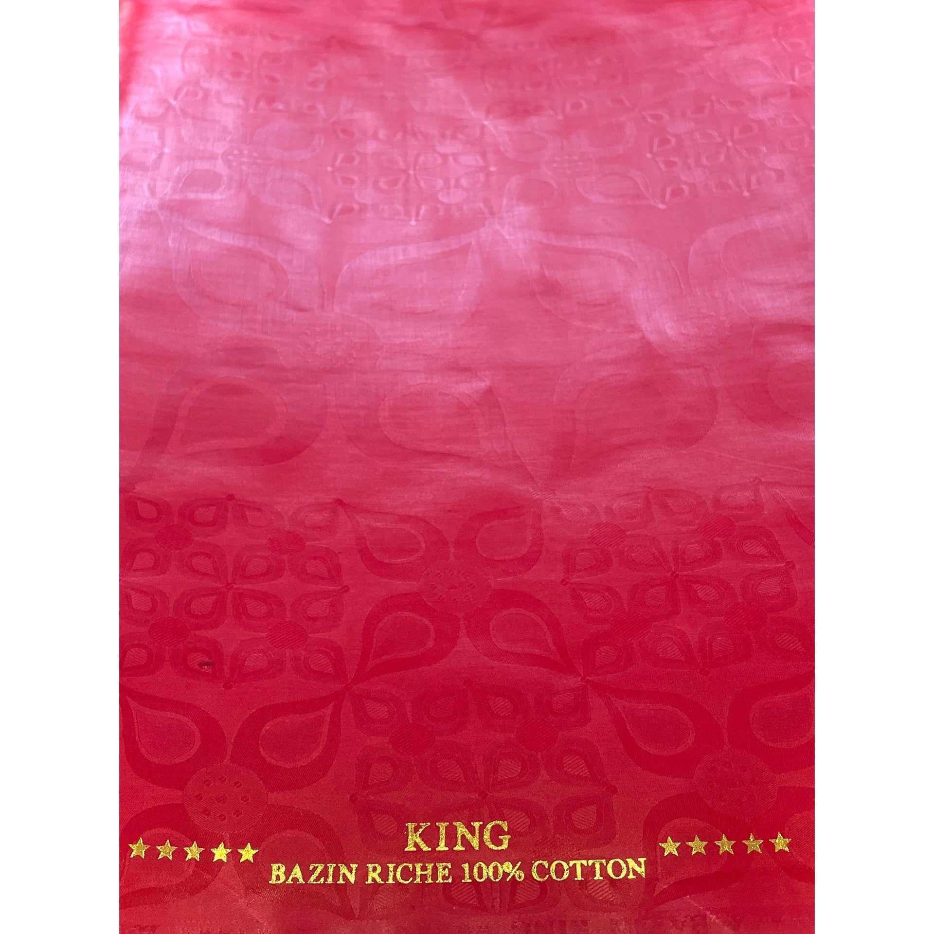 Bazin Riche Premium Parfumé - 100% coton - ROUGE - Vendu au mètre - Largeur XL 160 cm