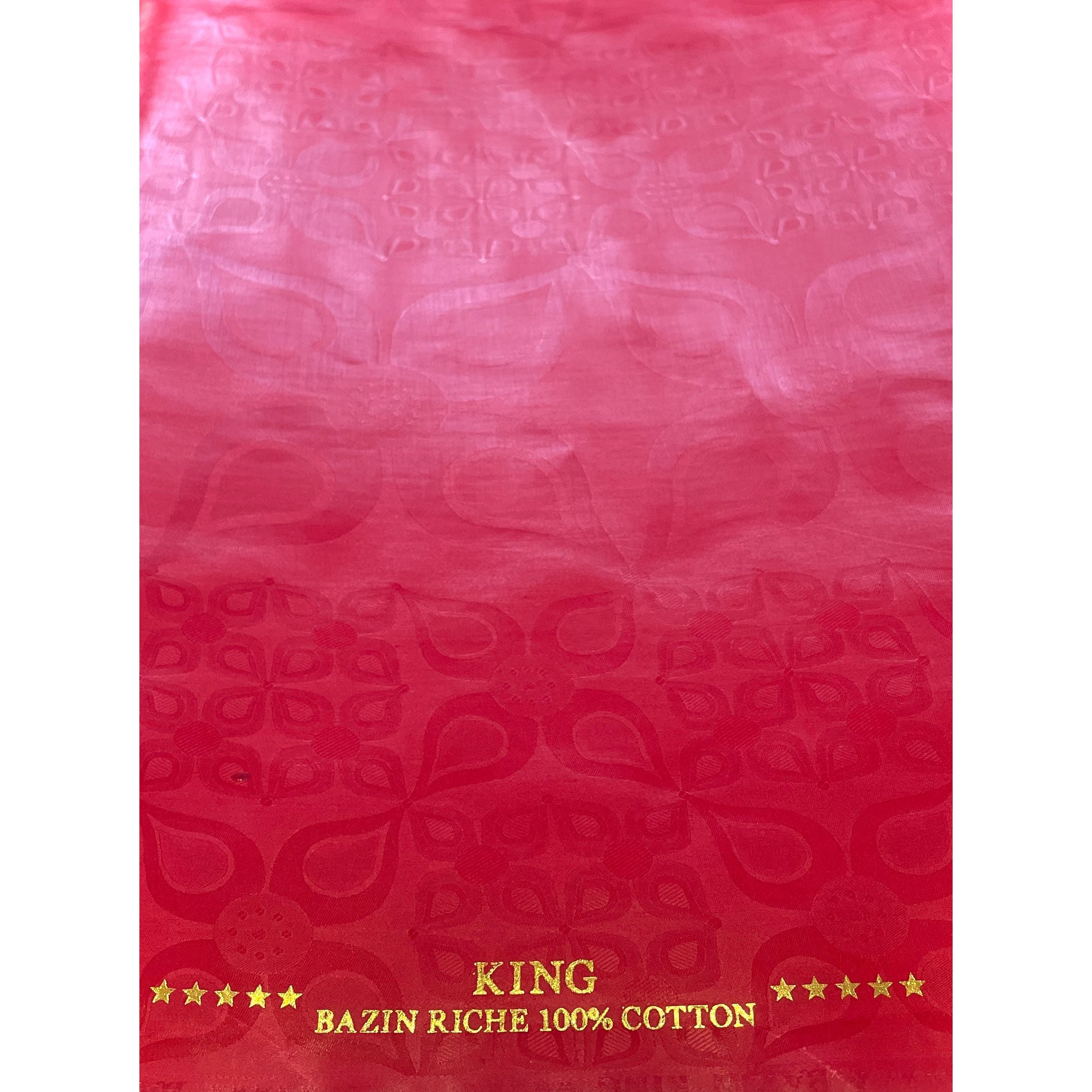 Bazin Riche Premium Parfumé - 100% coton - ROUGE - Vendu au mètre - Largeur XL 160 cm