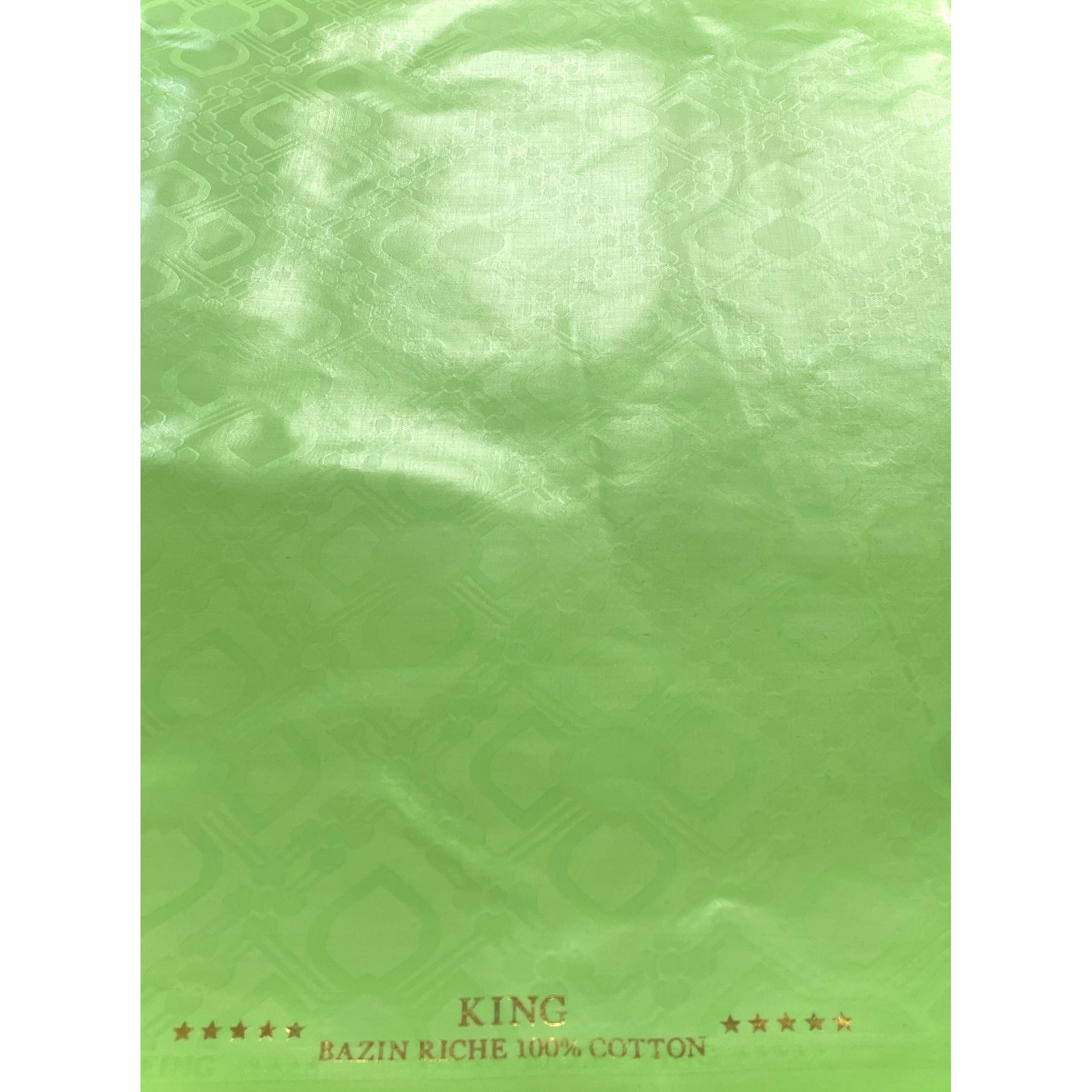 Bazin Riche Premium Parfumé - 100% coton - VERT POMME - Vendu au mètre - Largeur XL 160 cm