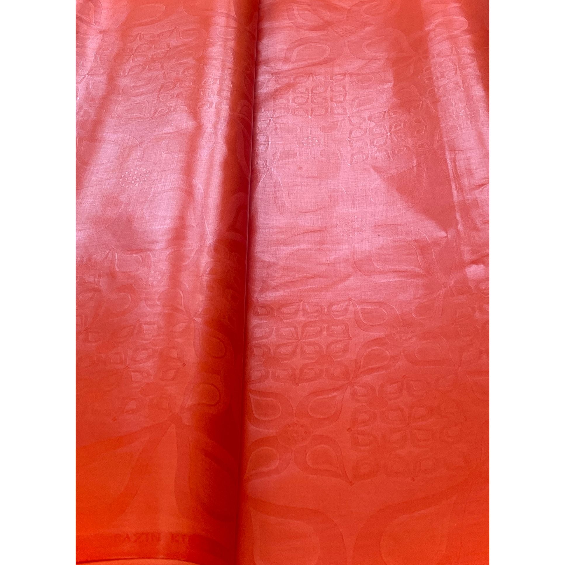 Bazin Riche Premium Parfumé - 100% coton - ORANGE - Vendu au mètre - Largeur XL 160 cm