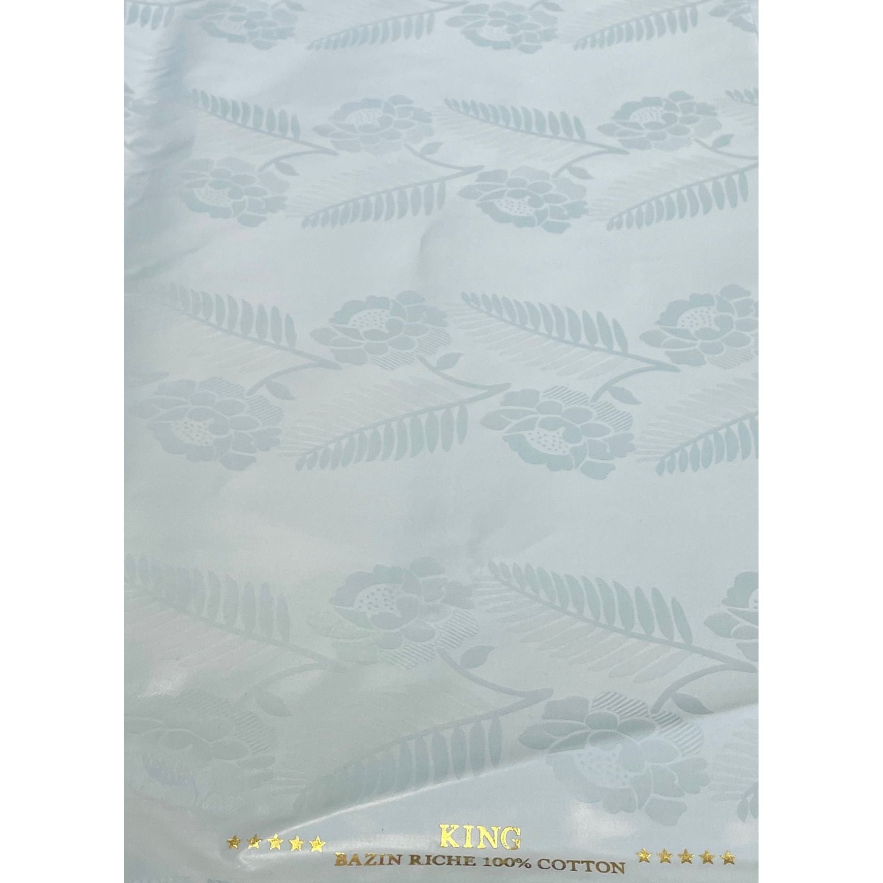 Bazin Riche Premium Parfumé - 100% coton - BLEU CLAIR - Vendu au mètre - Largeur XL 160 cm
