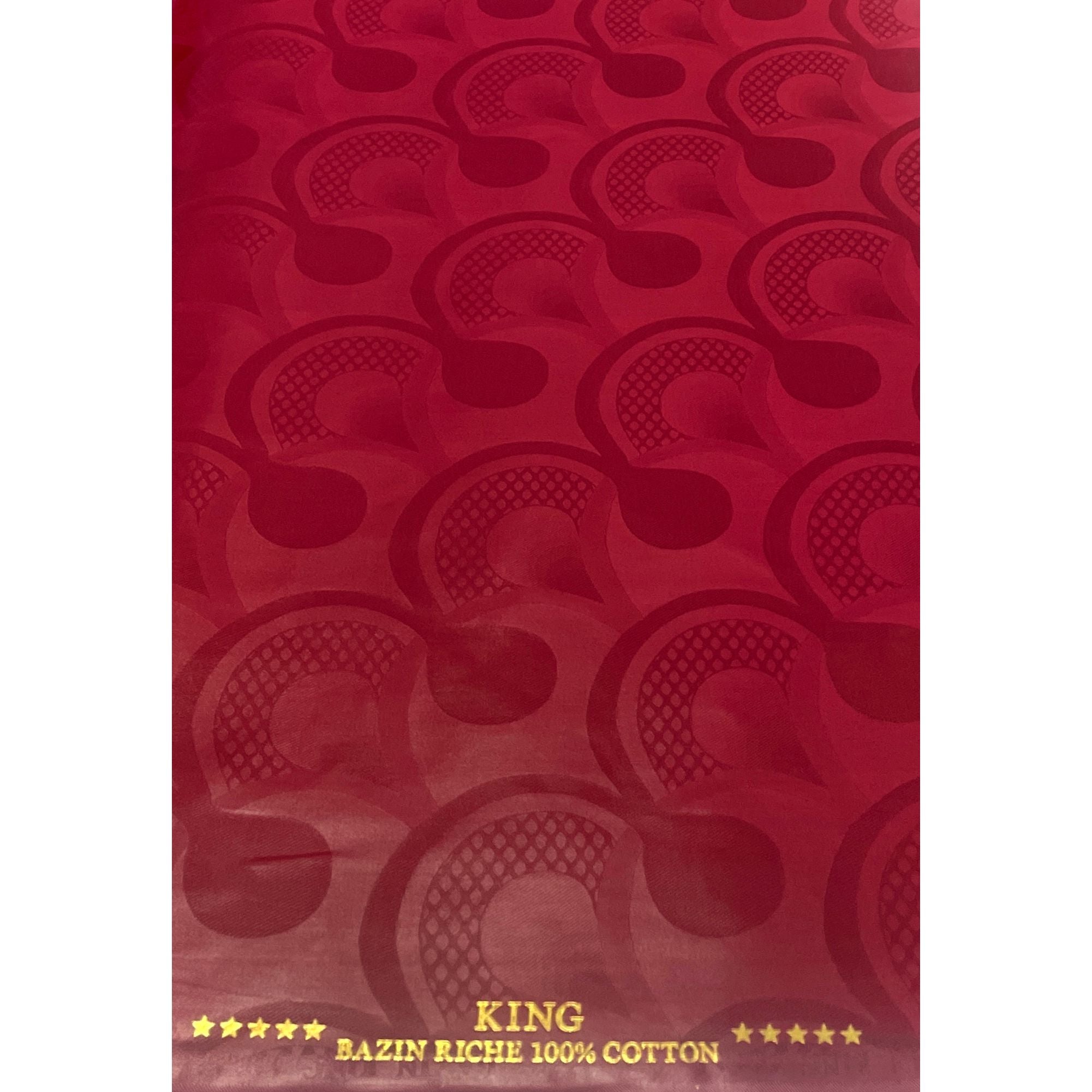 Bazin Riche Premium Parfumé - 100% coton - ROUGE BORDEAUX - Vendu au mètre - Largeur XL 160 cm