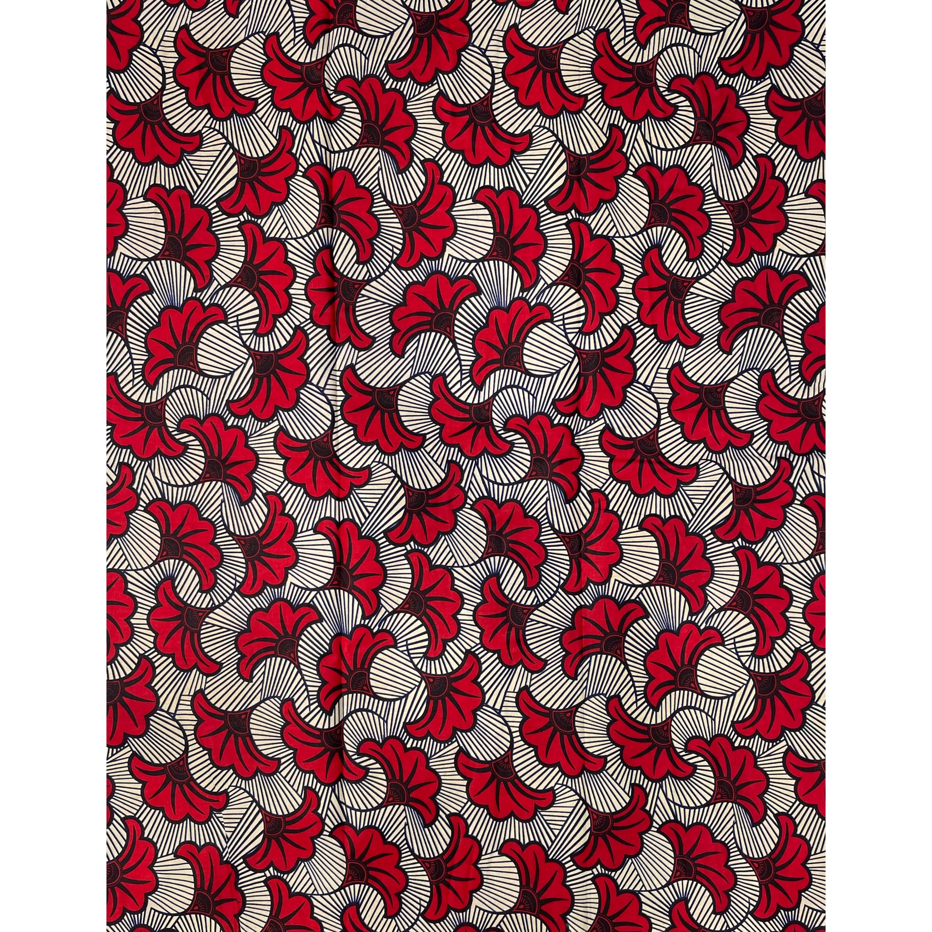 Wax Pagne Africain - Tissu 6 Yards 100% Coton - MARRON / BORDEAUX