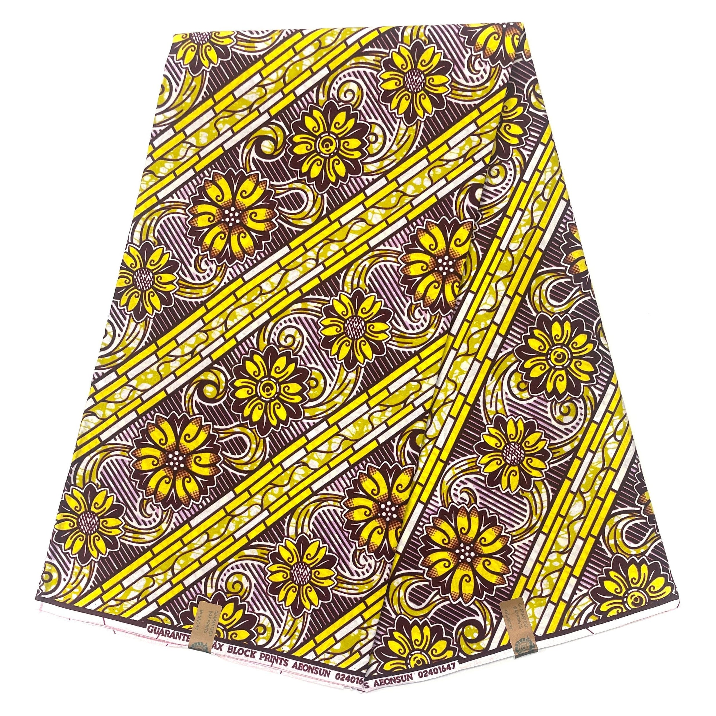 Wax Pagne Africain - Tissu 6 Yards 100% Coton - JAUNE