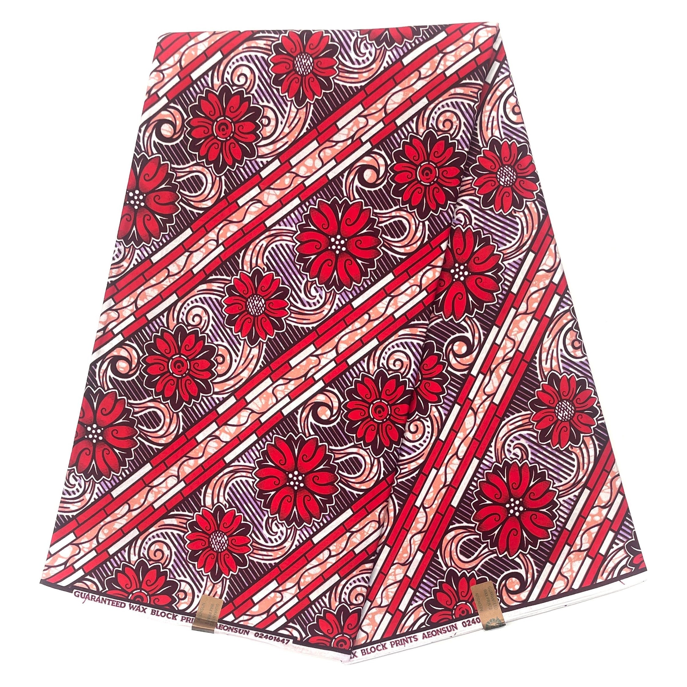 Wax Pagne Africain - Tissu 6 Yards 100% Coton - ROUGE