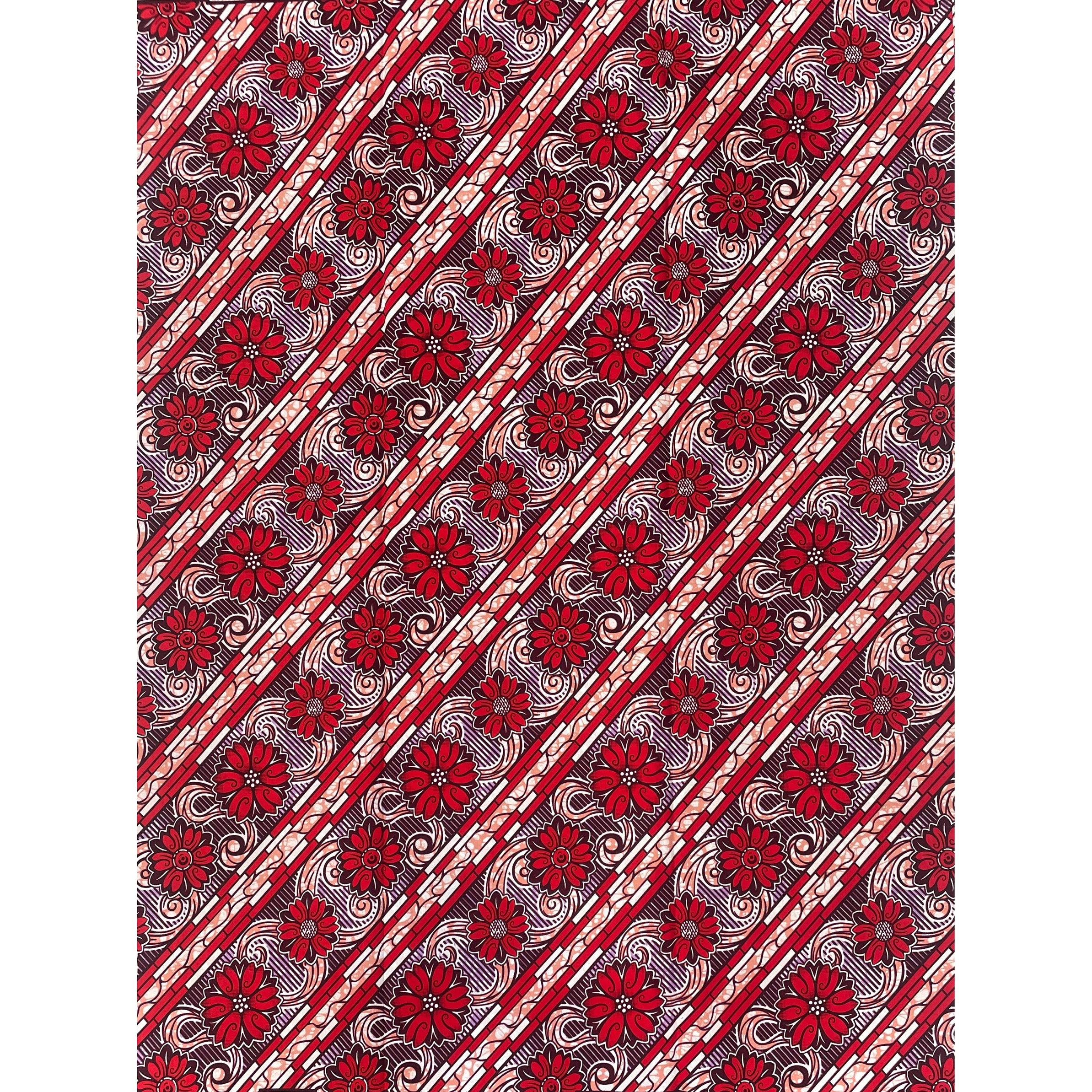 Wax Pagne Africain - Tissu 6 Yards 100% Coton - ROUGE