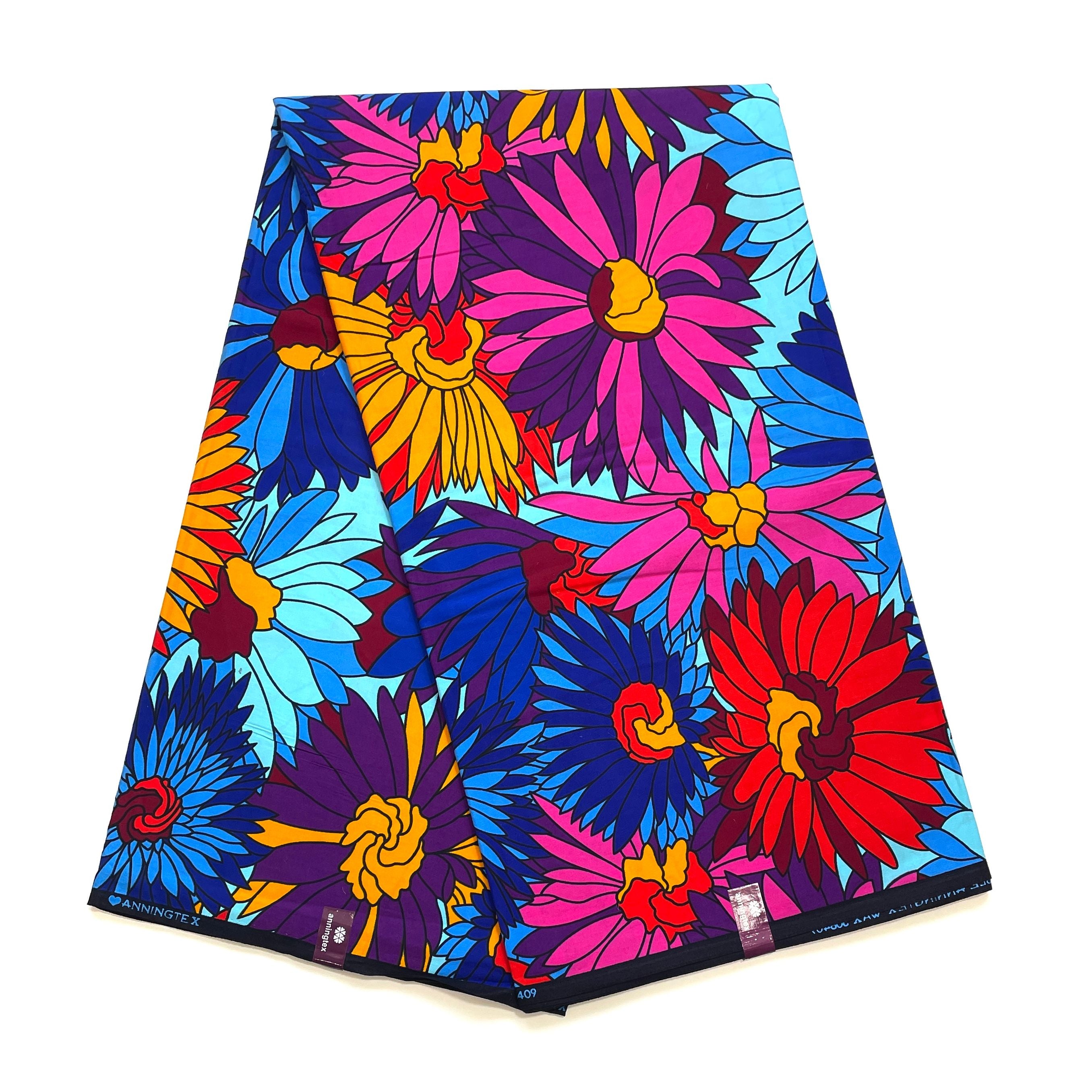 Wax Pagne Africain - Tissu 6 Yards 100% Coton - Éclosion Tropicale MULTI