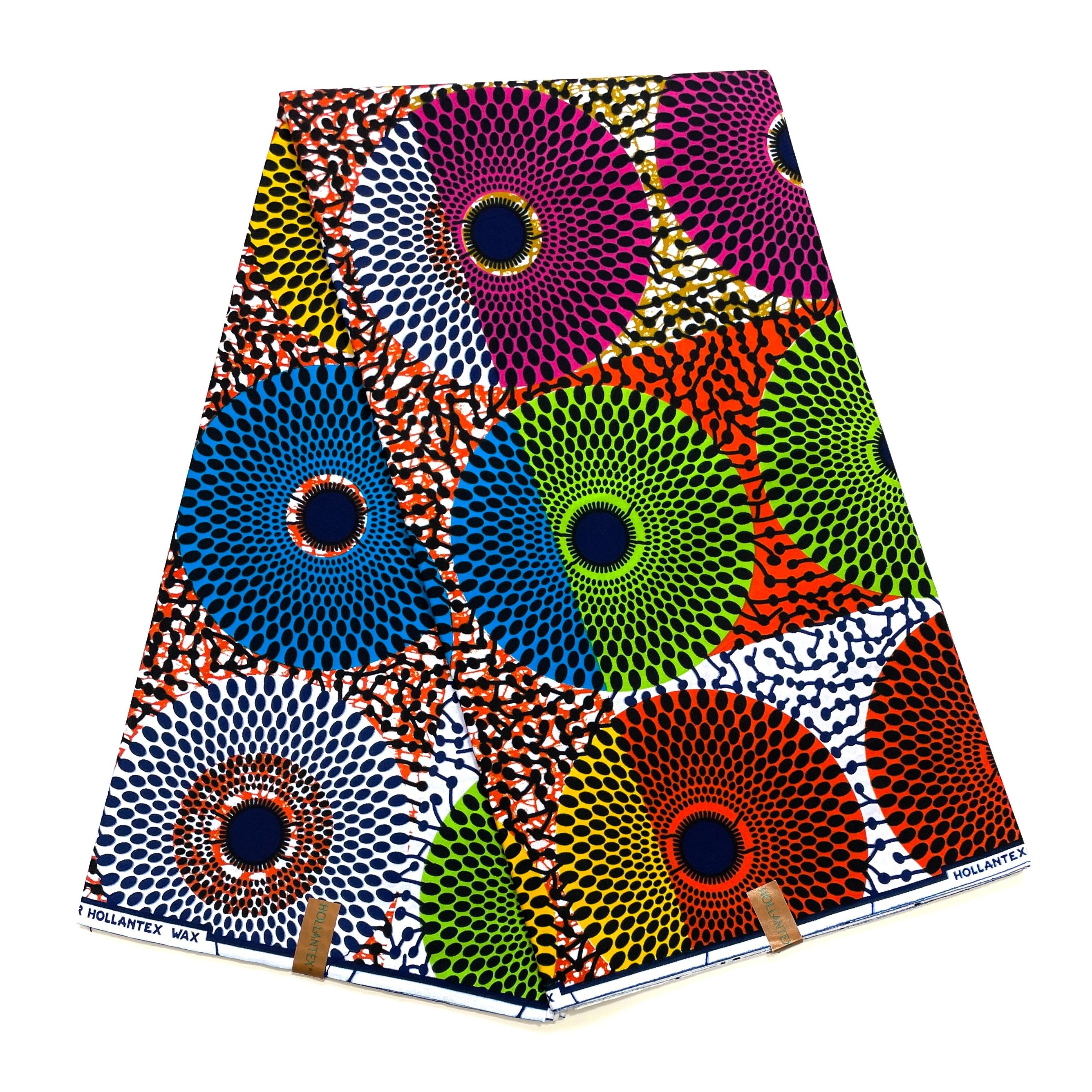 Wax Pagne Africain - Tissu 6 Yards 100% Coton - Cercles d’Horizon MULTI