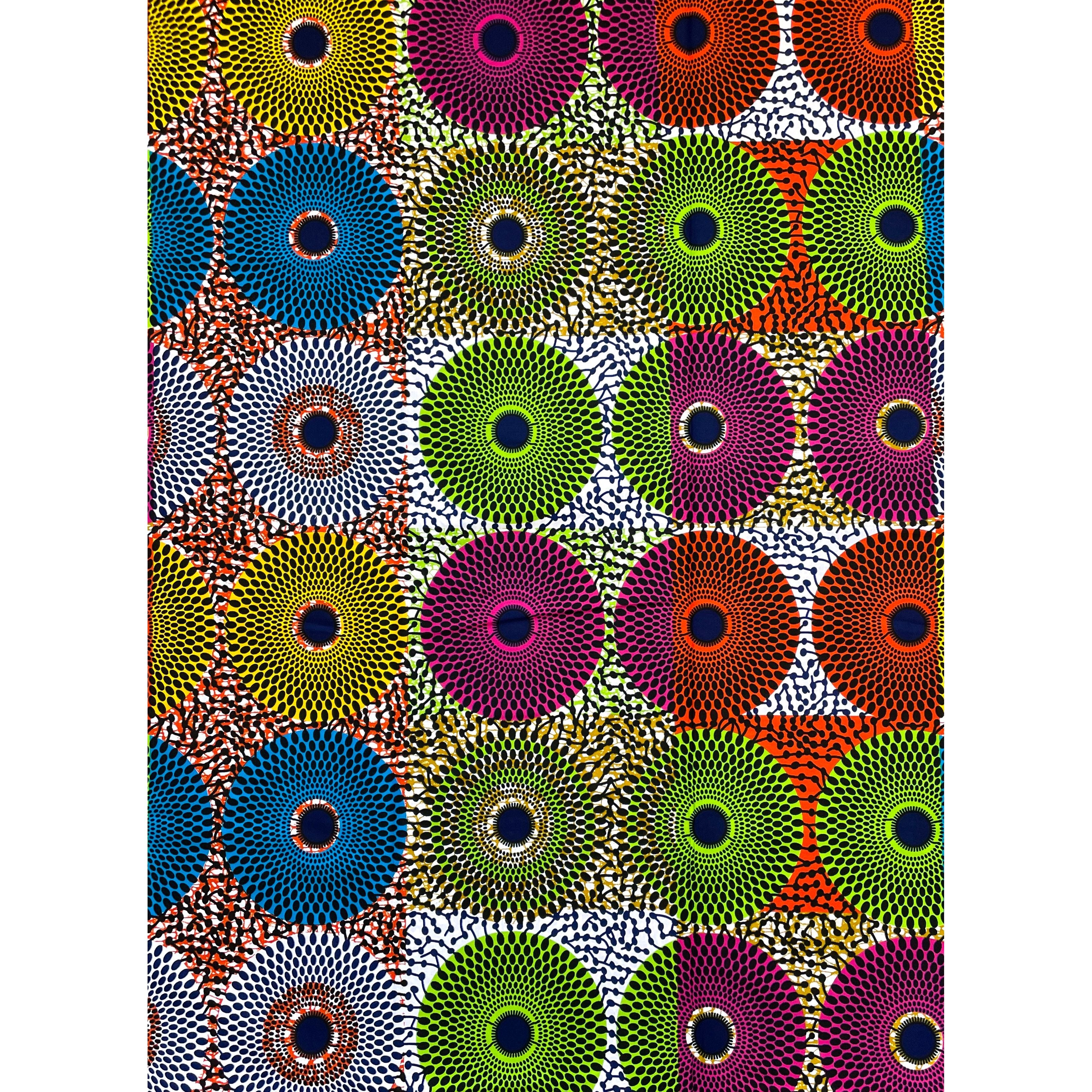 Wax Pagne Africain - Tissu 6 Yards 100% Coton - Cercles d’Horizon MULTI