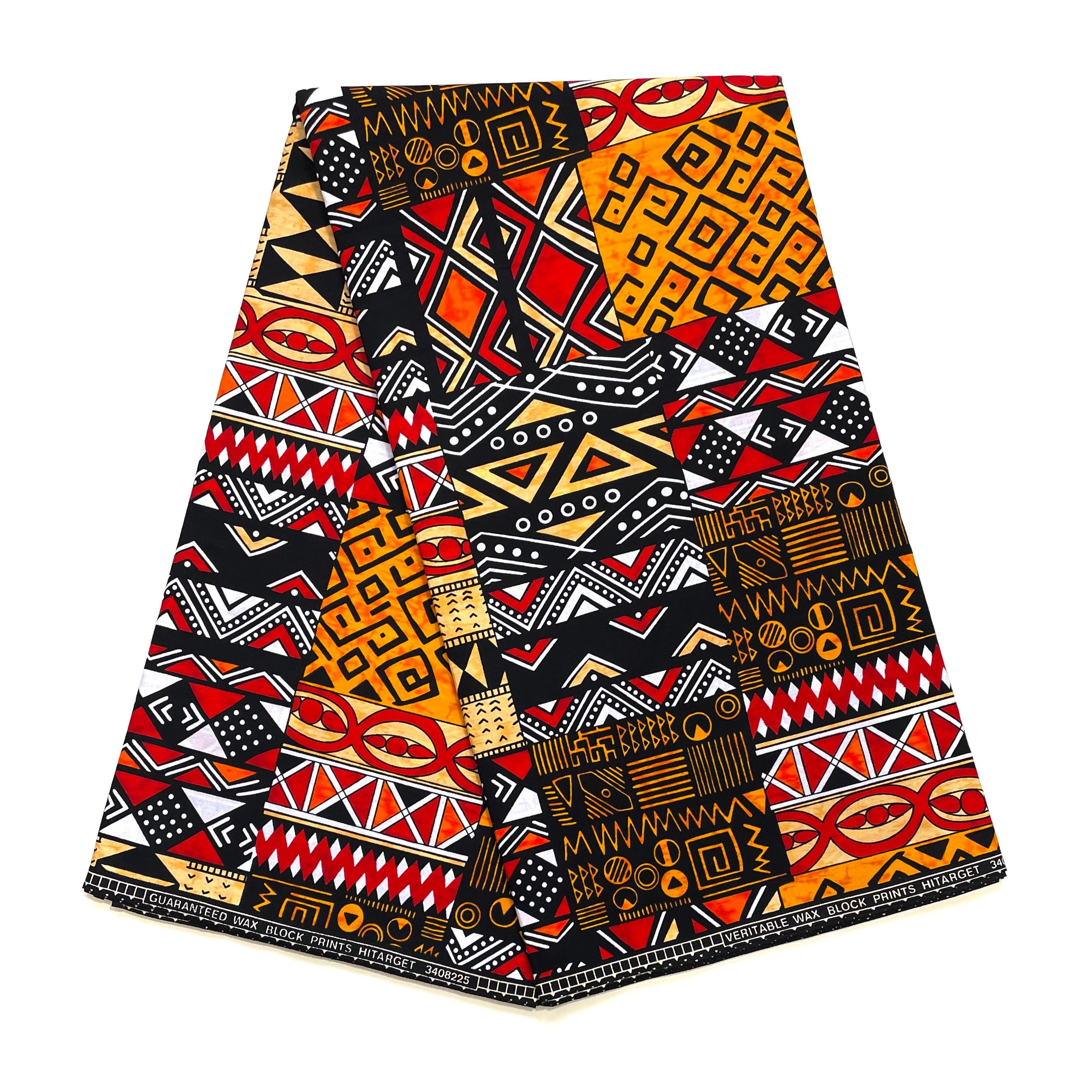 Wax Pagne Africain - Tissu 6 Yards 100% Coton - Héritage Solaire MULTI