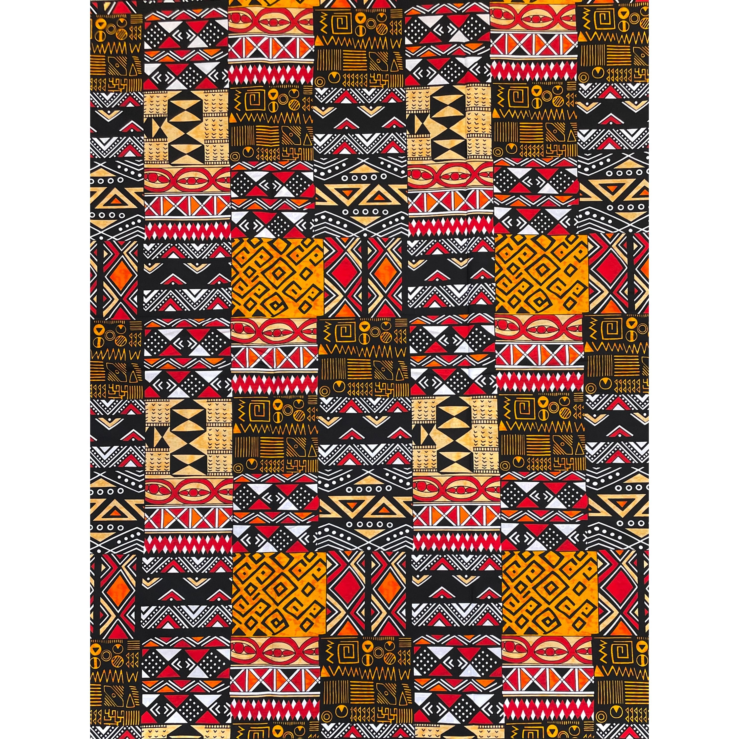 Wax Pagne Africain - Tissu 6 Yards 100% Coton - Héritage Solaire MULTI