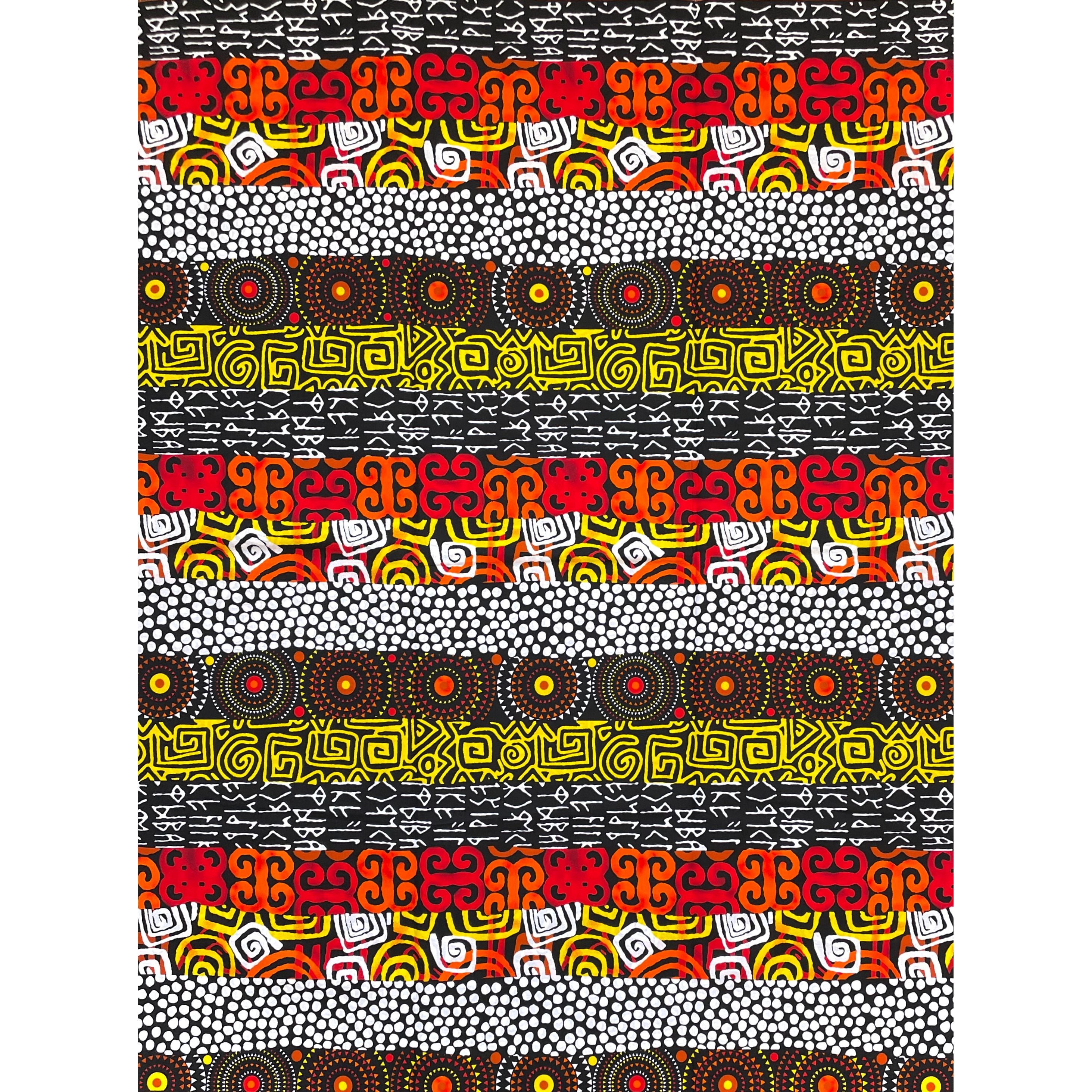 Wax Pagne Africain - Tissu 6 Yards 100% Coton - Patchwork Tribal Solaire