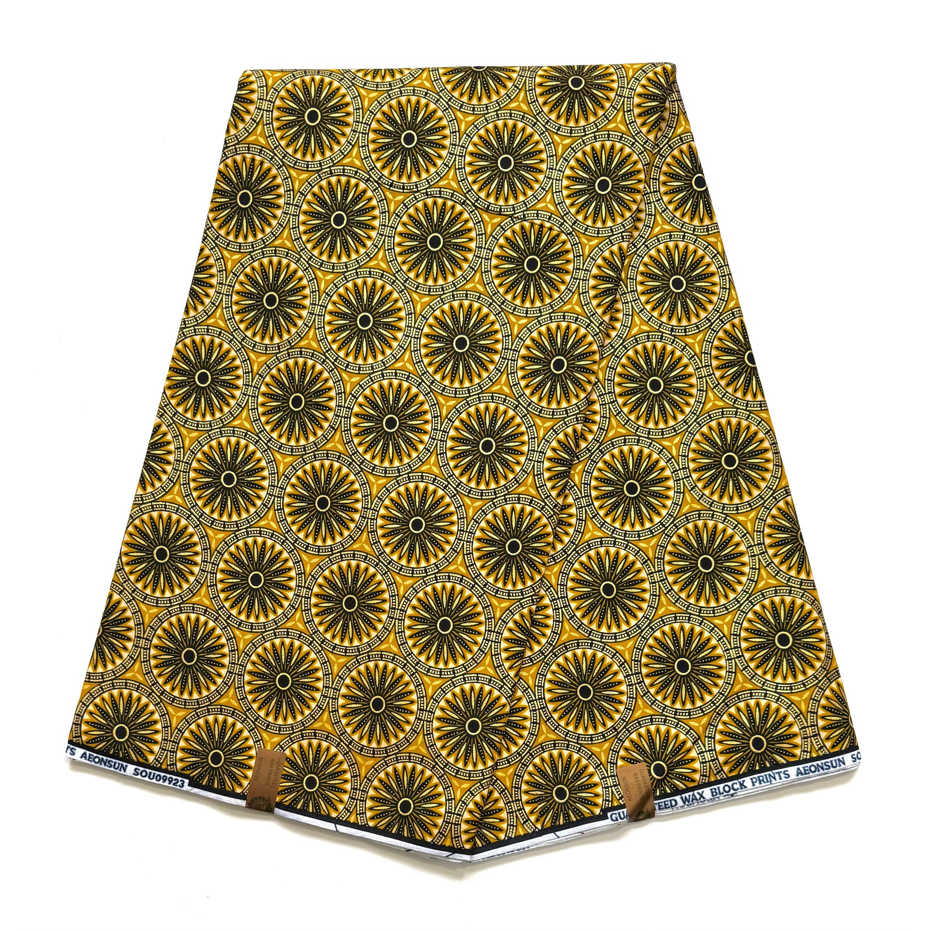 Tissu Wax Pagne Africain - 6 Yards 100% Coton - Pailleté et Brillant - JAUNE / DORÉ