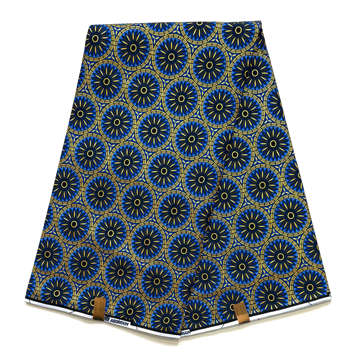 Tissu Wax Pagne Africain - 6 Yards 100% Coton - Pailleté et Brillant - BLEU / DORÉ