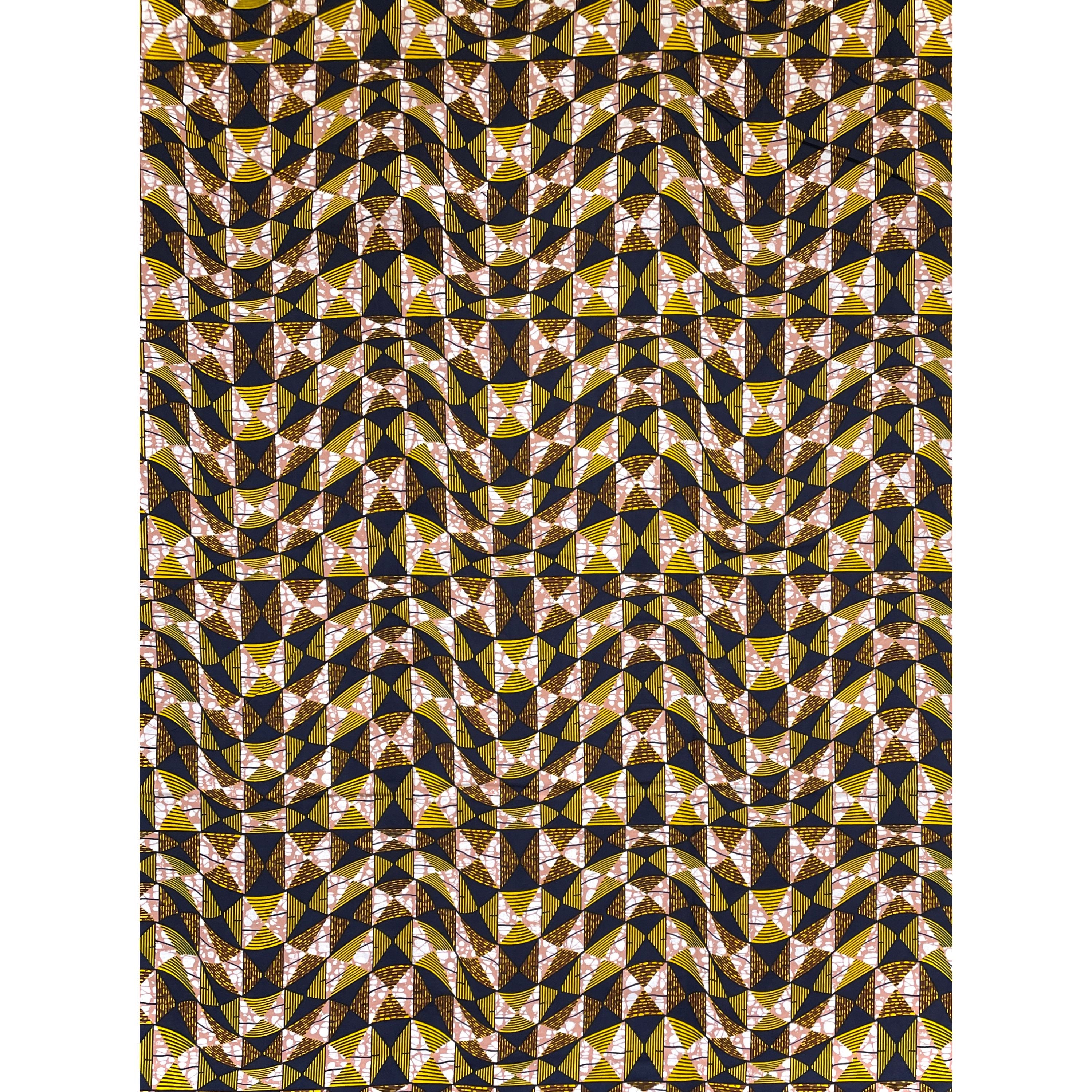 Tissu Wax Pagne Africain - 6 Yards 100% Coton - JAUNE / BLEU MARINE