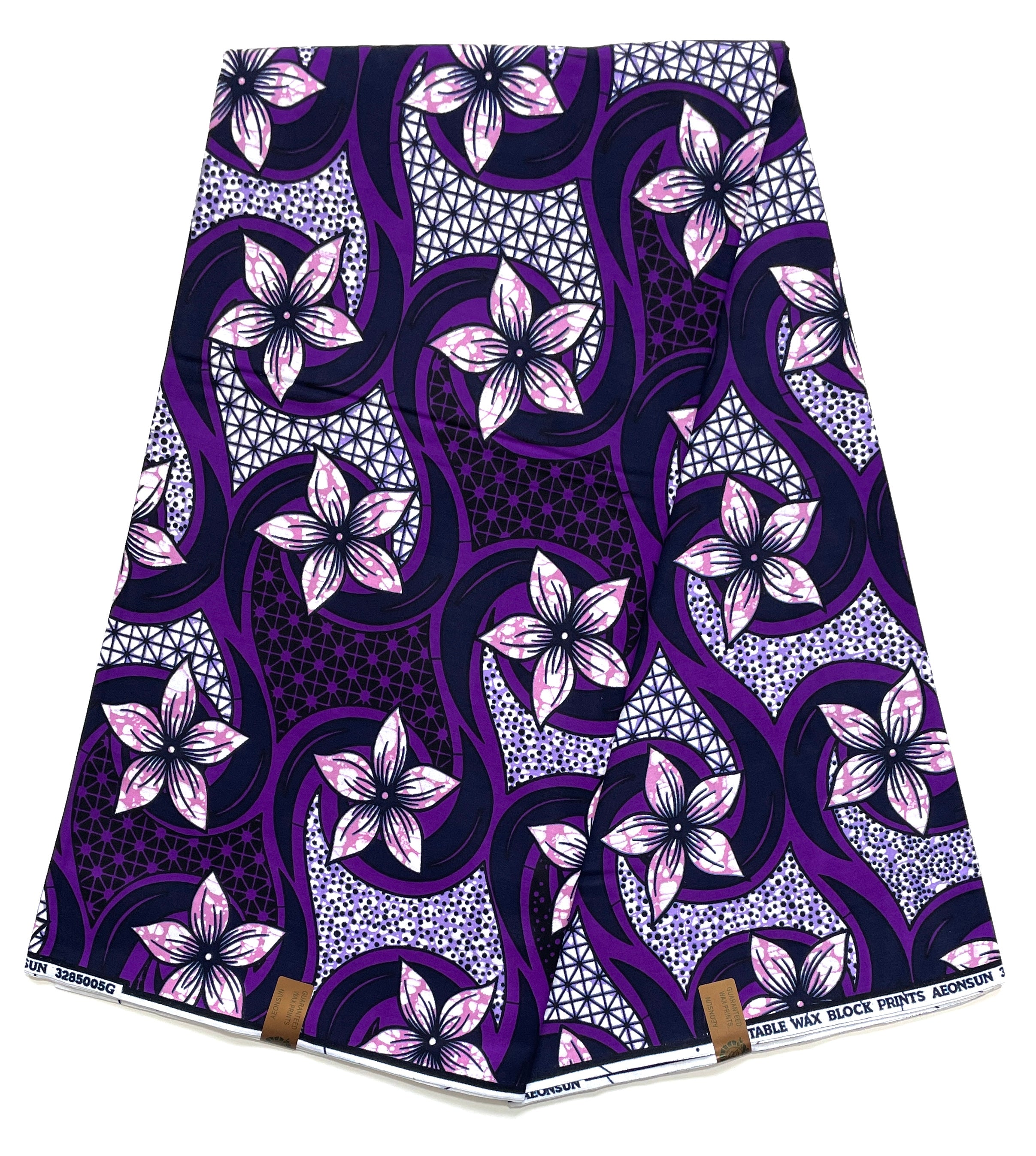 Tissu Wax Pagne Africain - 6 Yards 100% Coton - VIOLET / ROSE
