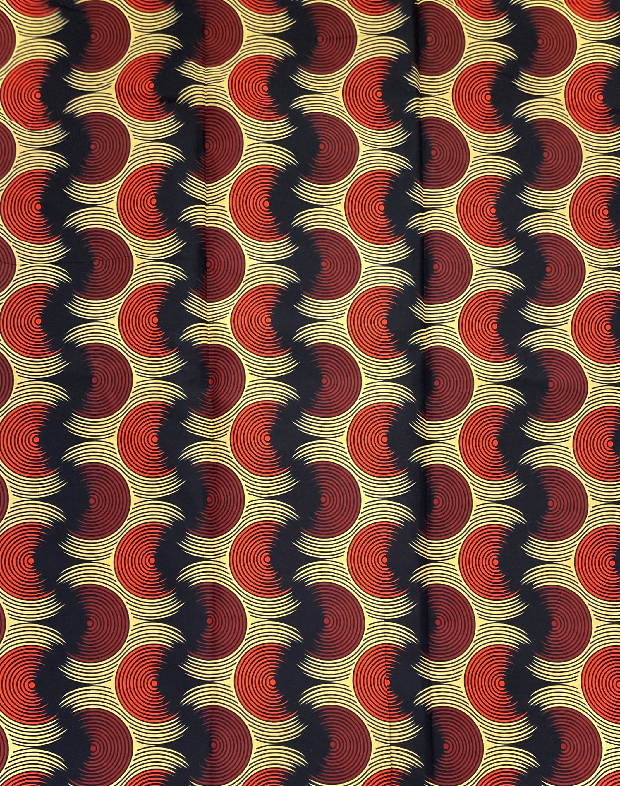 Wax Tissu Coupon 2 Yards - Pagne Africain 100% Coton - ORANGE / BEIGE / NOIR