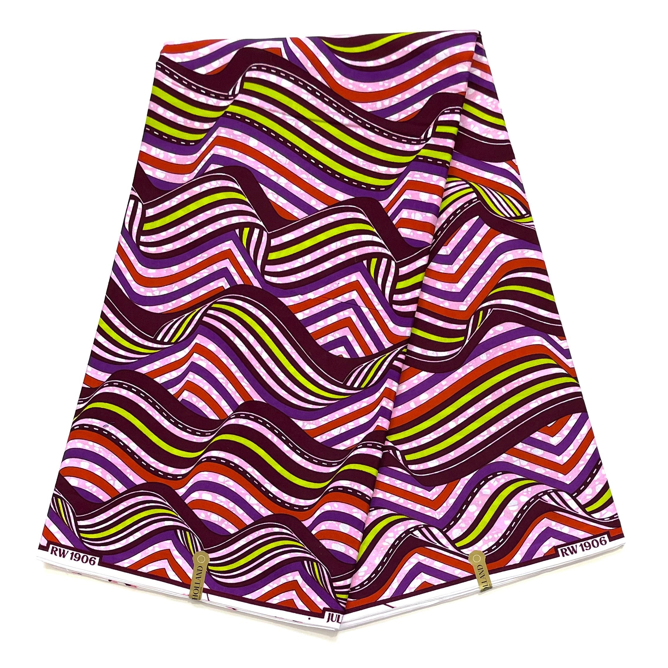 JULIUS HOLLAND WAX Block - Tissu Africain coton - Bandes Magnéto MULTI