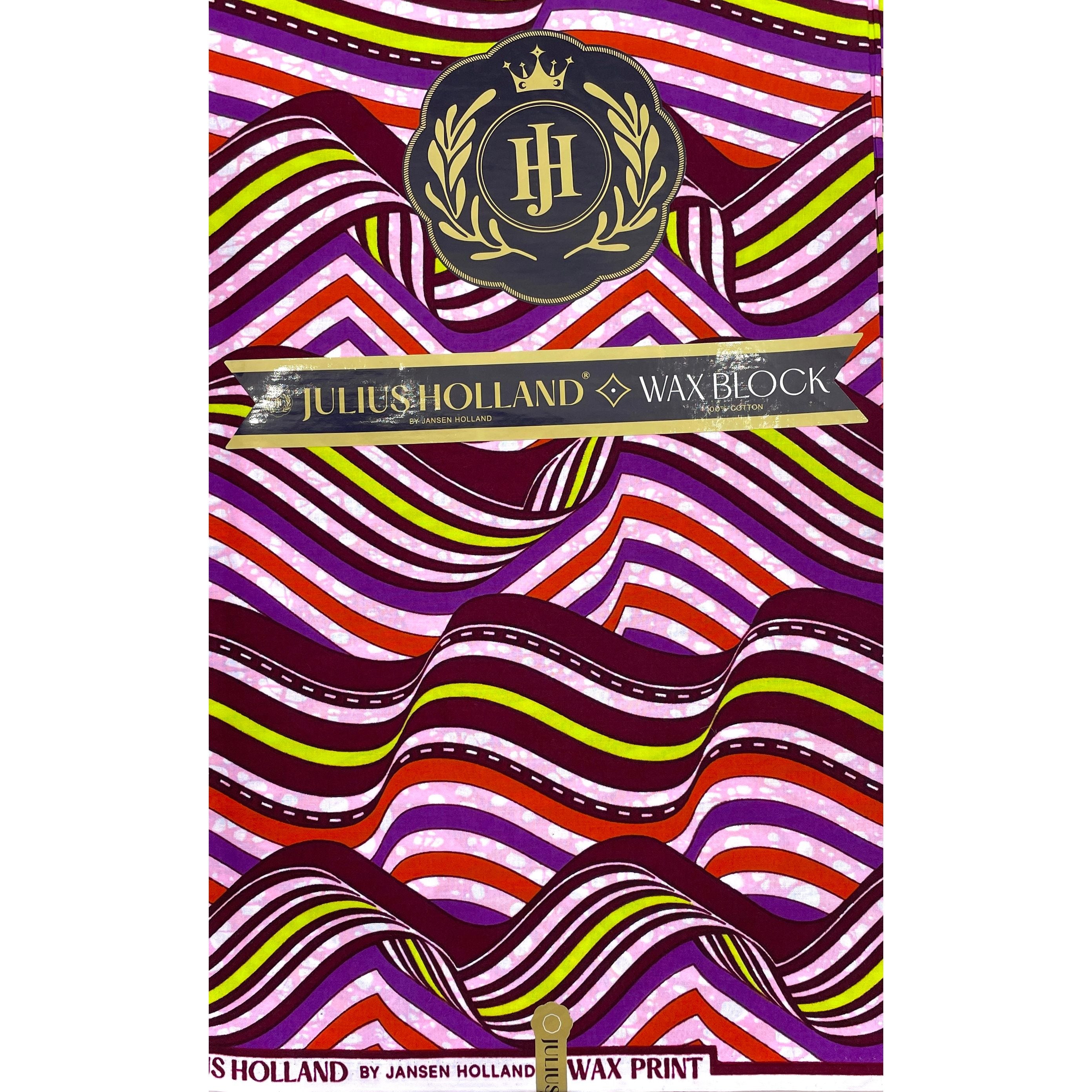 JULIUS HOLLAND WAX Block - Tissu Africain coton - Bandes Magnéto MULTI