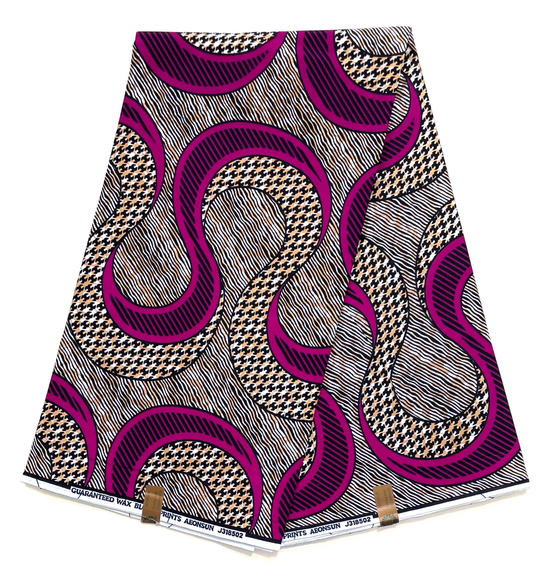 Tissu Wax Pagne Africain - 6 Yards 100% Coton - VIOLET / MARRON