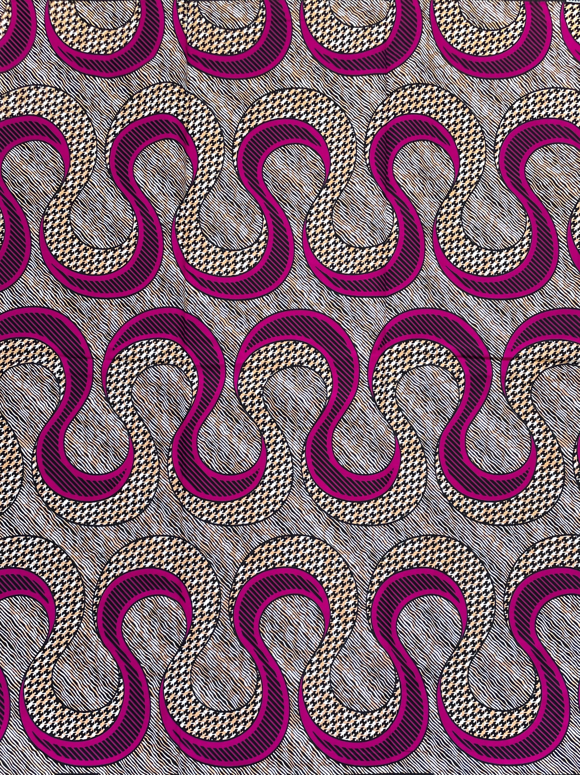 Tissu Wax Pagne Africain - 6 Yards 100% Coton - VIOLET / MARRON
