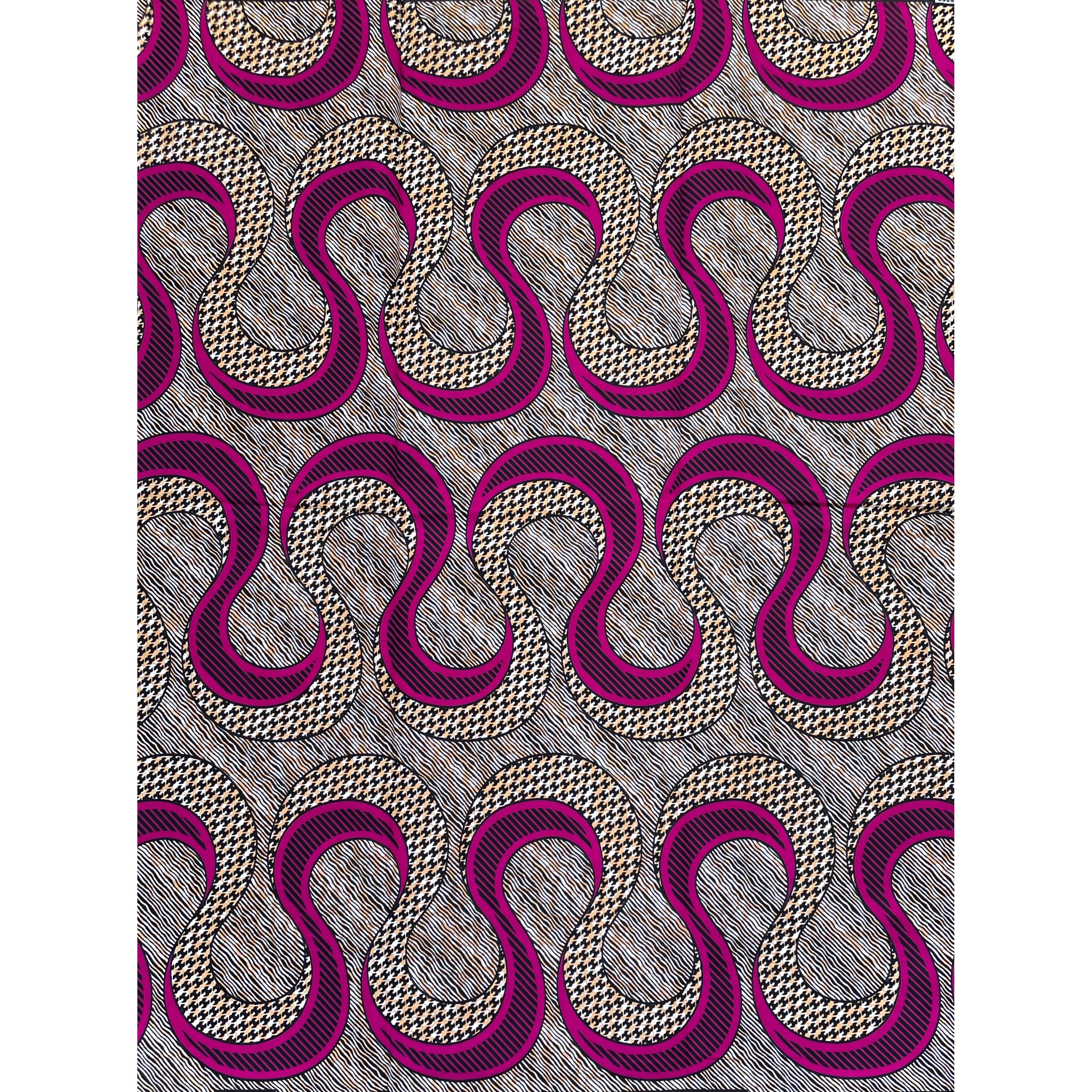 Tissu Wax Pagne Africain - 6 Yards 100% Coton - VIOLET / MARRON