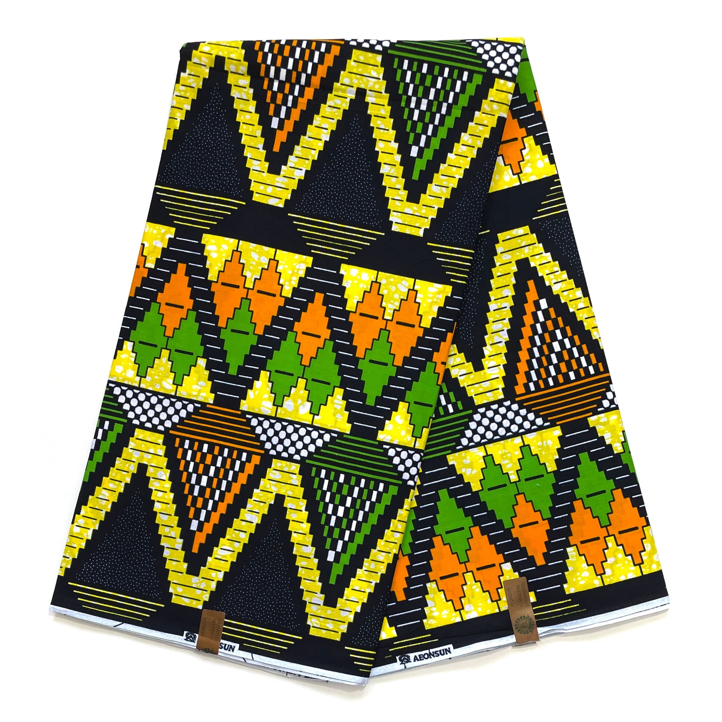 Tissu Wax Pagne Africain - 6 Yards 100% Coton - VERT / BLEU