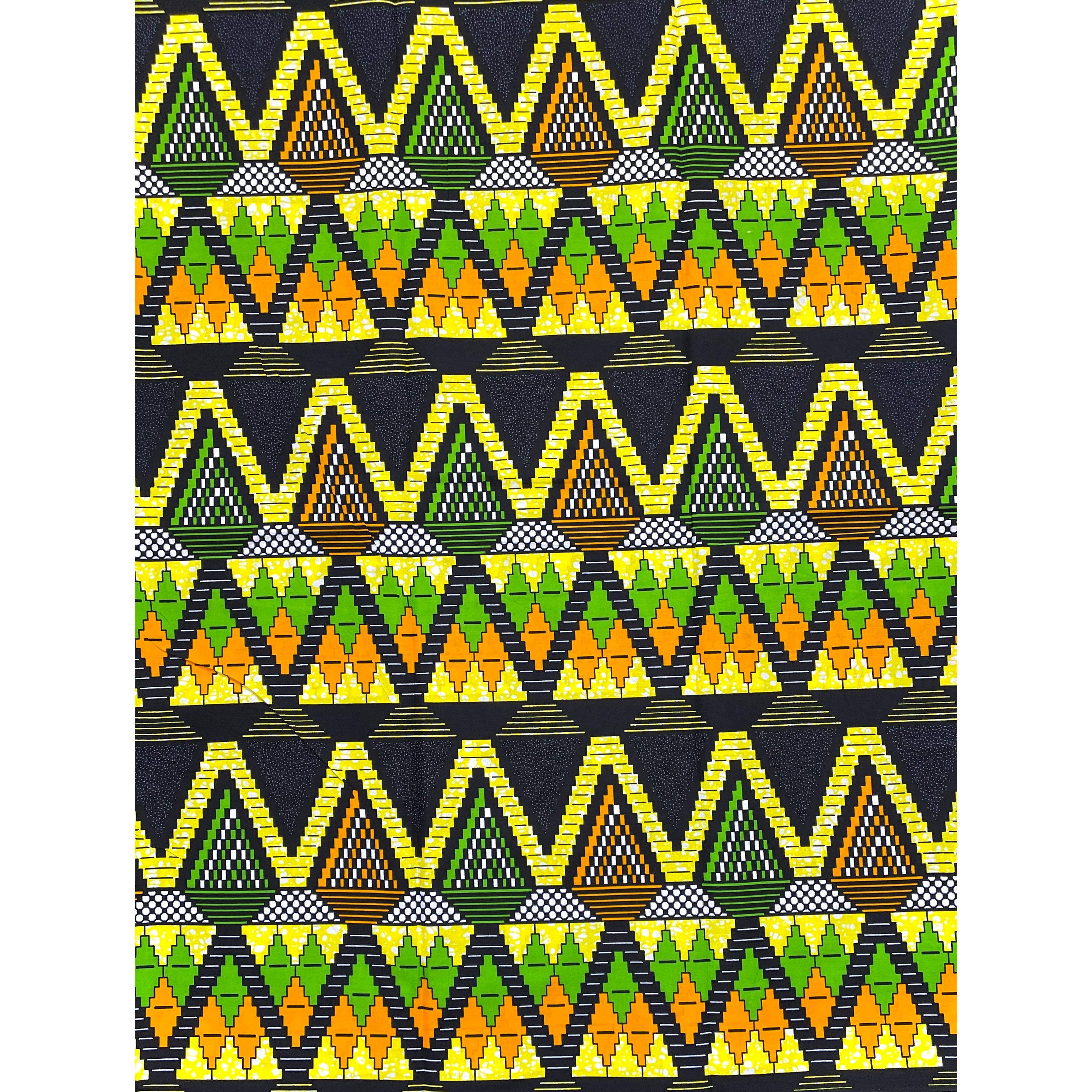 Tissu Wax Pagne Africain - 6 Yards 100% Coton - VERT / BLEU