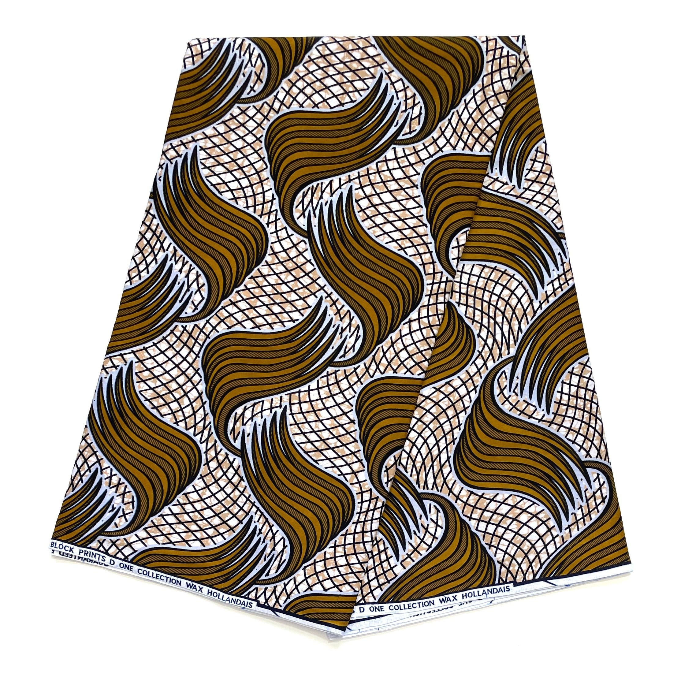 Wax Pagne Africain - Tissu 6 Yards 100% Coton - MARRON / BEIGE