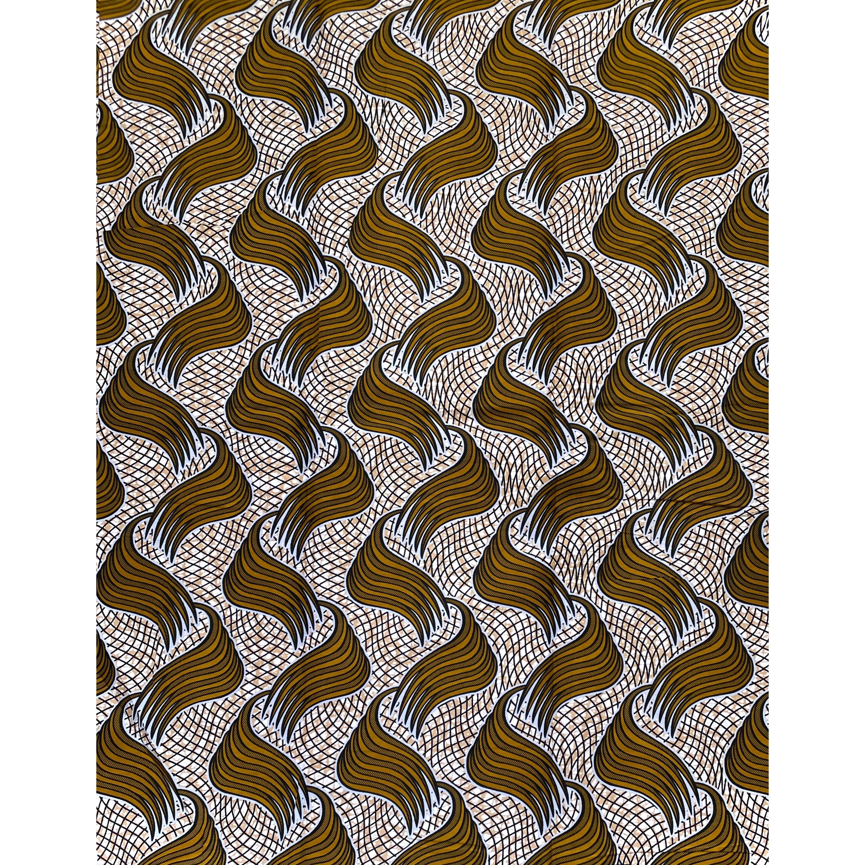 Wax Pagne Africain - Tissu 6 Yards 100% Coton - MARRON / BEIGE
