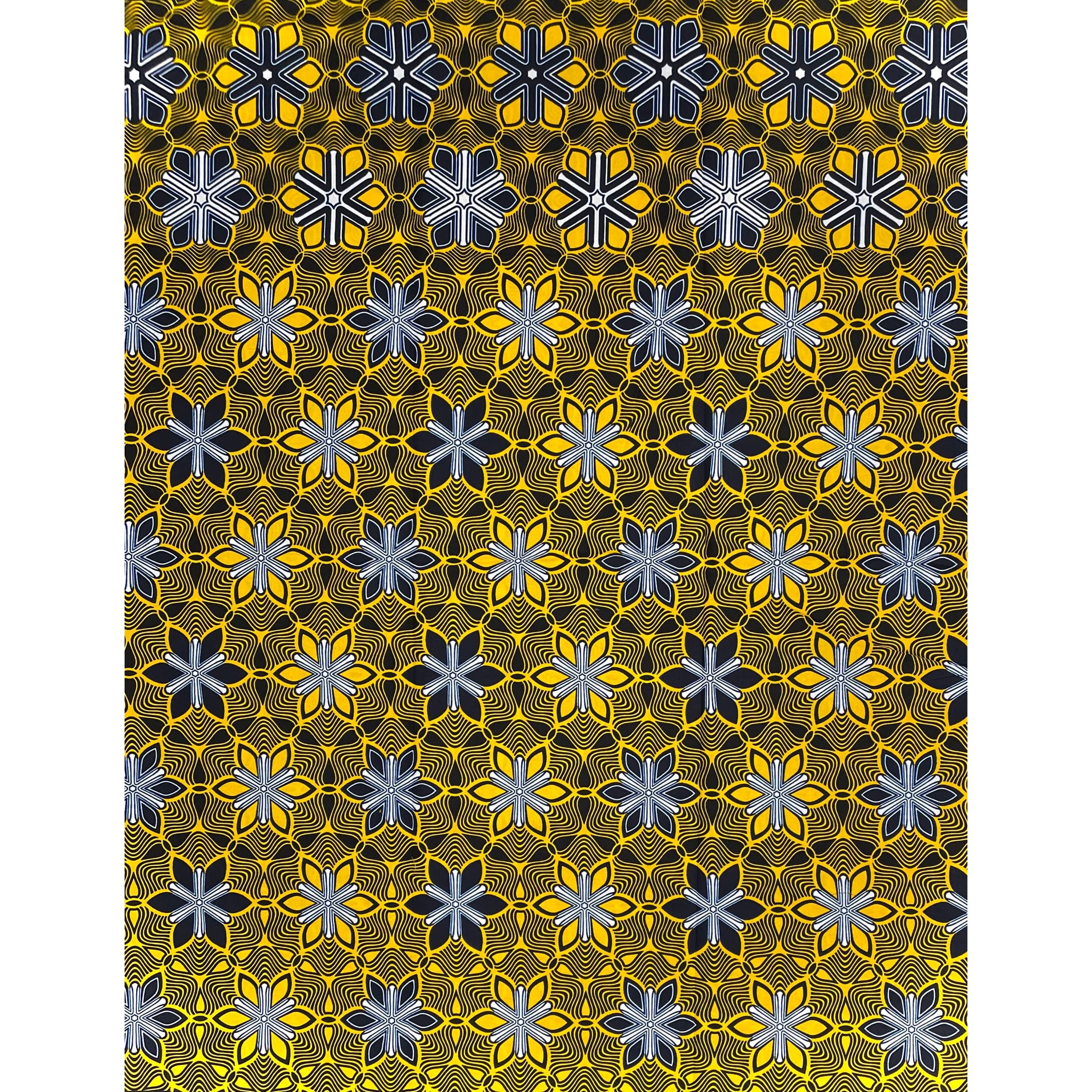 Wax Tissu Coupon 2 Yards - Pagne Africain 100% Coton - JAUNE / BLEU